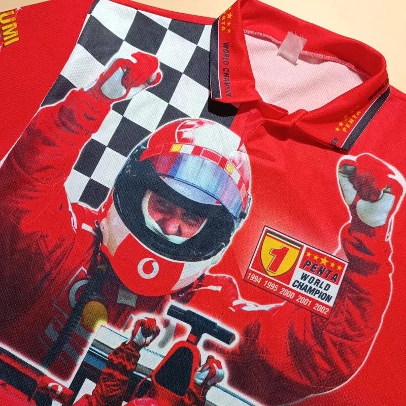 Ferrari Vintage Ferrari F1 Schumacher Red Polo Big Graphic Print L Size US L / EU 52-54 / 3 - 5 Thumbnail