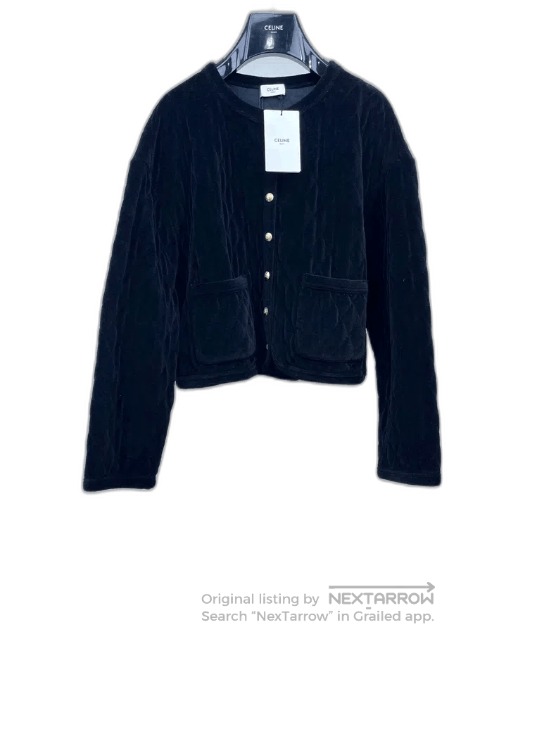Celine Celine Black Velvet Quilted Jacket. Size US L / EU 52-54 / 3 - 1 Thumbnail