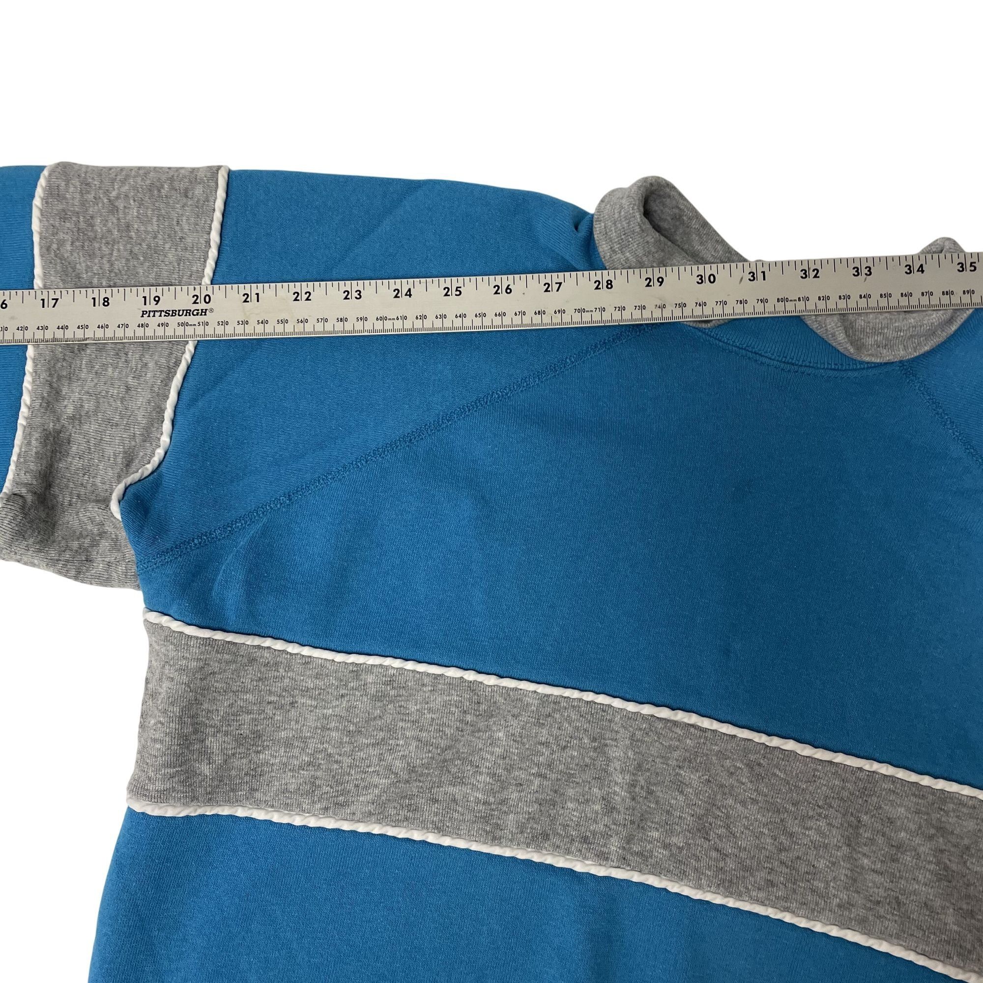 Other Vtg Heather Gray Stripe COLOR BLOCK Blue Pullover Sweatshirt Size US XL / EU 56 / 4 - 5 Thumbnail