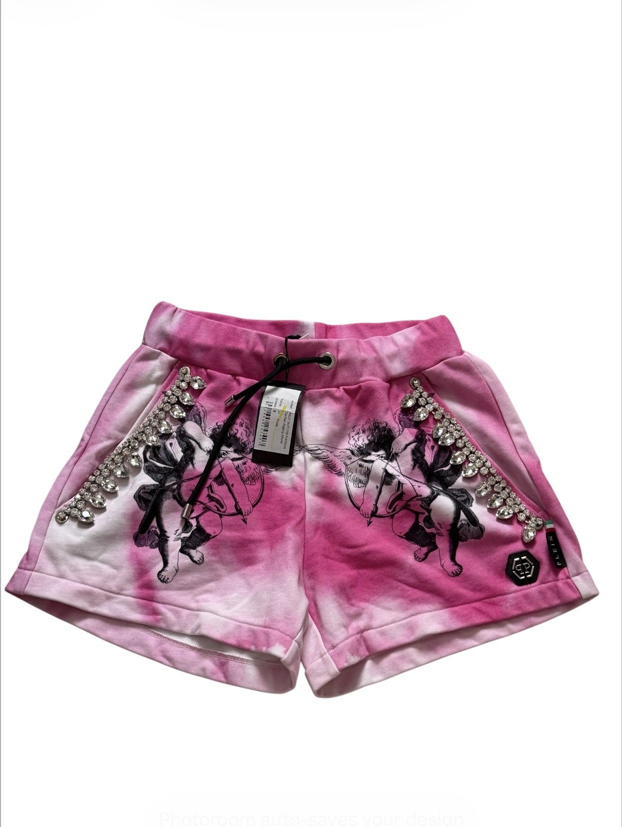 Philipp Plein Pink Graphic Rhinestone Shorts (Philipp Plein) Size 26" / US 2 / IT 38 - 1 Thumbnail