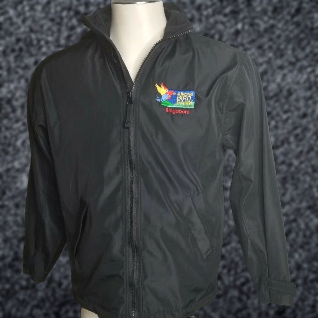 Vintage Jurong Bird Park Mens S Hooded Jacket - Black Nylon Zip, Logo, Straps, Toggle, Windbreaker, Unisex Adults Size US S / EU 44-46 / 1 - 1 Thumbnail