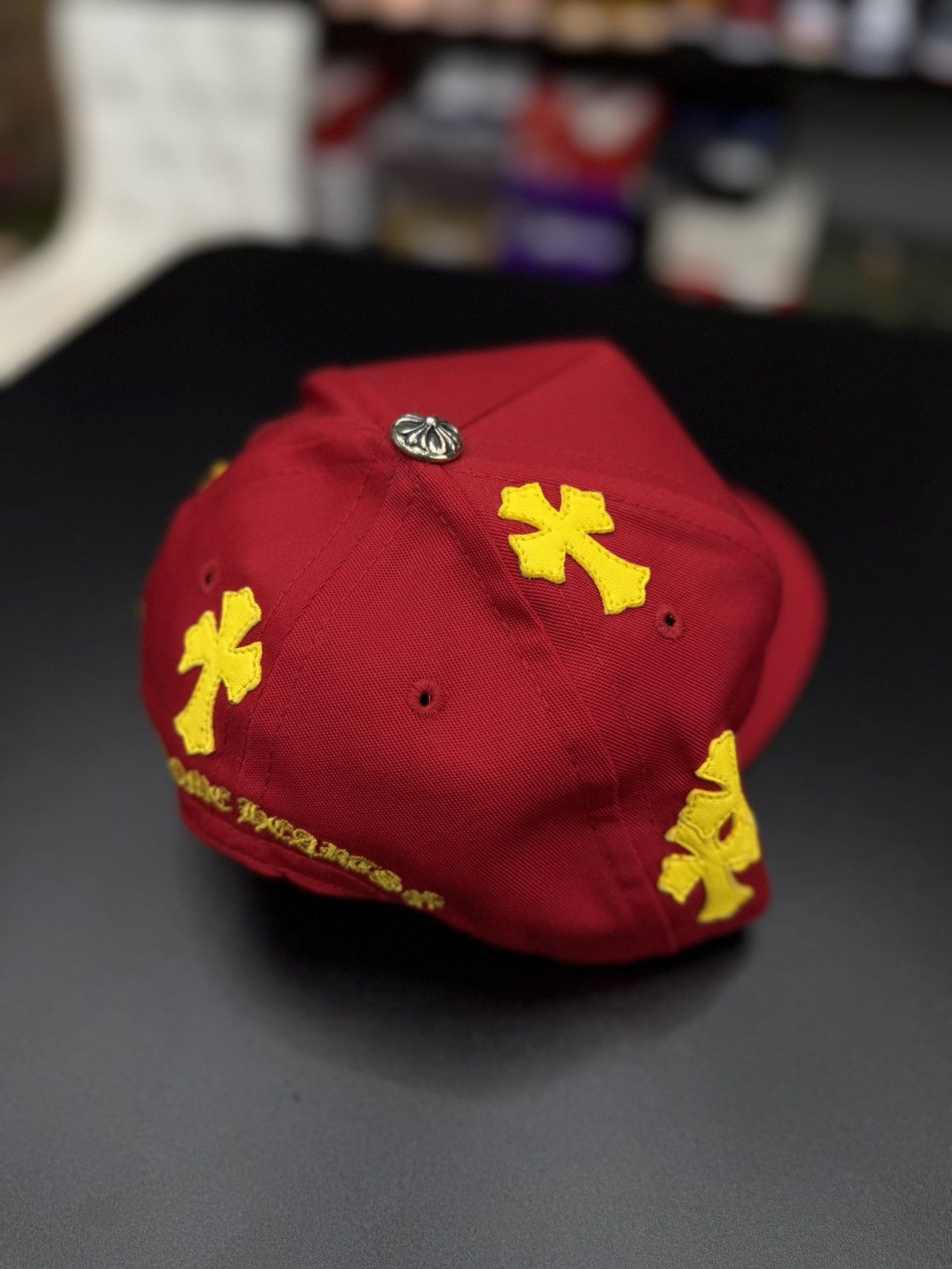 Chrome Hearts Chrome Hearts Red/Yellow Leather Cross Logo SnapBack New Size ONE SIZE - 4 Thumbnail