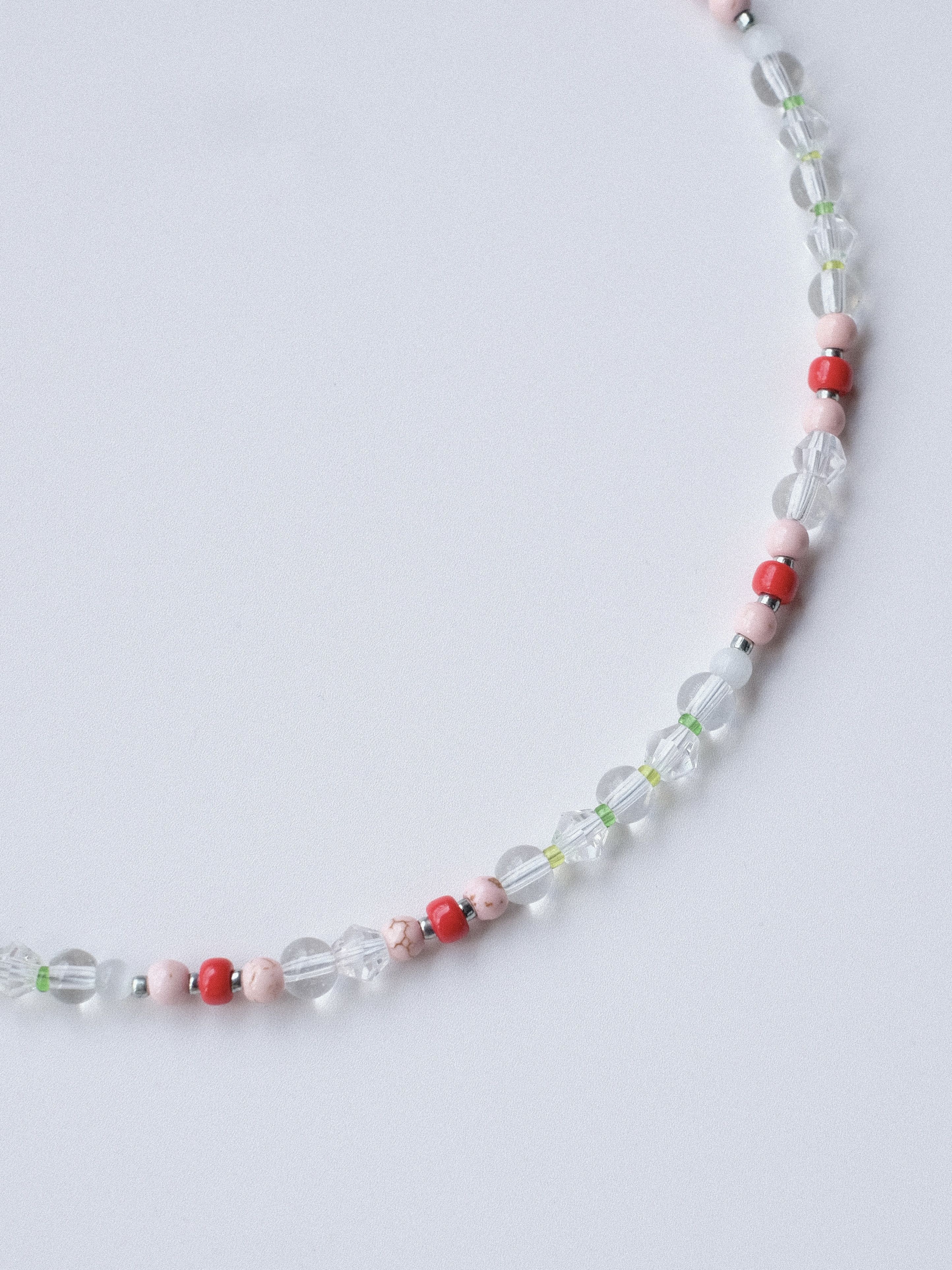 Handmade × Japanese Brand Cute Crystal Glass Beads Handmade Beaded Necklace 16.1in Size ONE SIZE - 8 Thumbnail