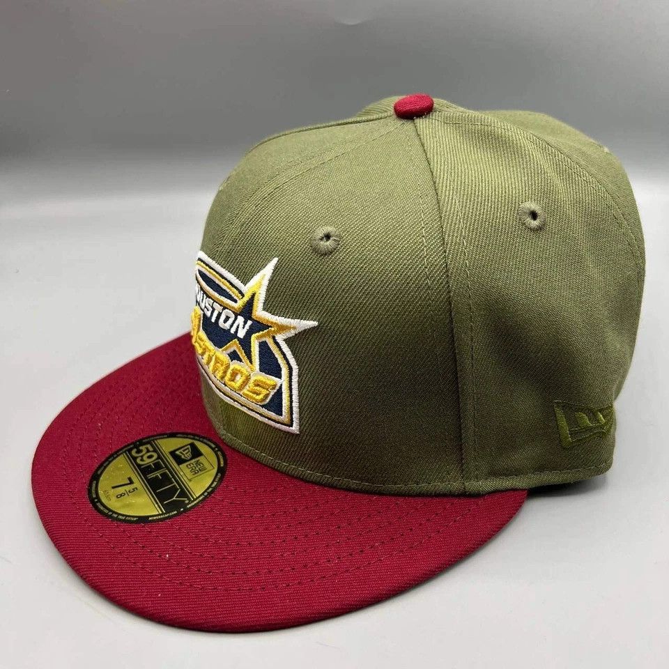 New Era Houston Astros Hat Men 7 5/8 59Fifty New Era MLB Fitted Cap Size ONE SIZE - 2 Thumbnail