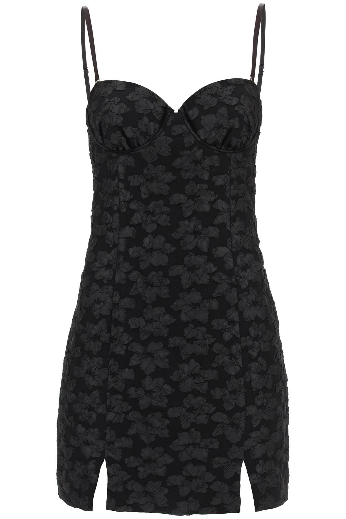 image of Rotate Birger Christensen 3D Jacquard Bustier Mini Dress in Nero, Women's (Size XS)