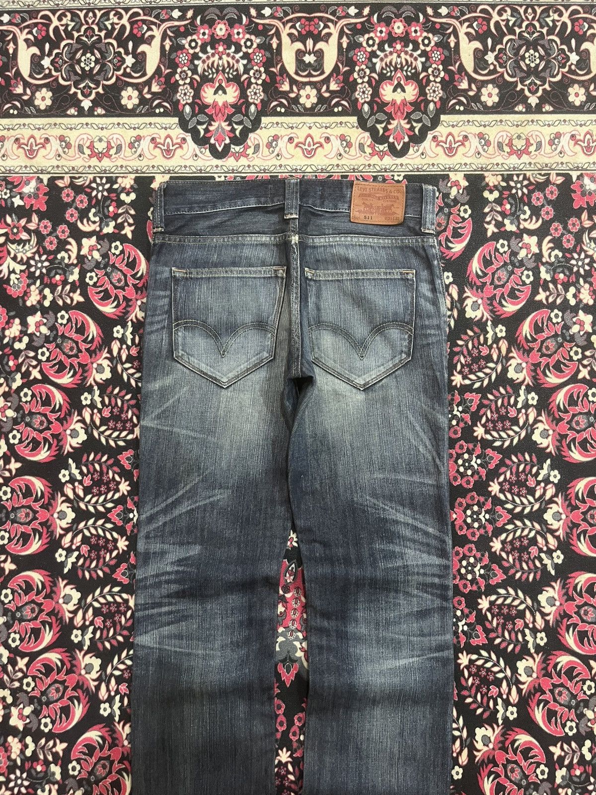 Levi's Vintage Levi’s 511 Slim Fit Blue Whisker Washed Rip Jeans Size US 31 - 6 Thumbnail