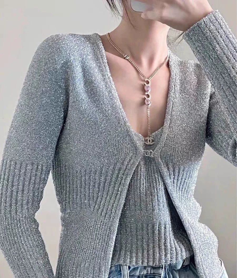 Chanel Chanel Vintage Silver Knitted Cardigan Size 34 Size XS / US 0-2 / IT 36-38 - 6 Thumbnail