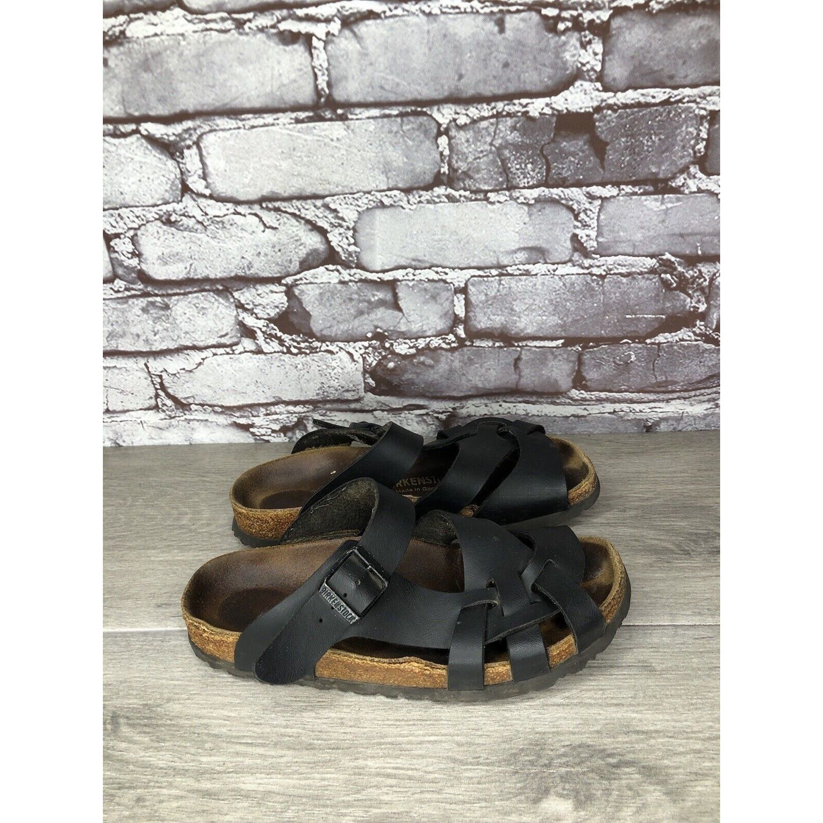 Birkenstock Birkenstock Pisa Black Leather Strappy Slides Cork Sandals W Size US 5.5 / IT 35.5 - 16 Thumbnail