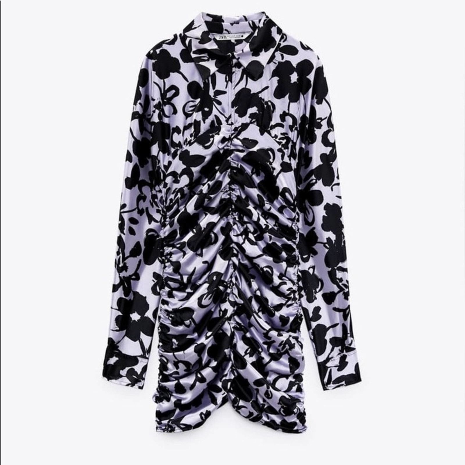 Zara ZARA BLOGGER FAVORITE SATIN EFFECT PRINT DRESS Size L / US 10 / IT 46 - 11 Thumbnail