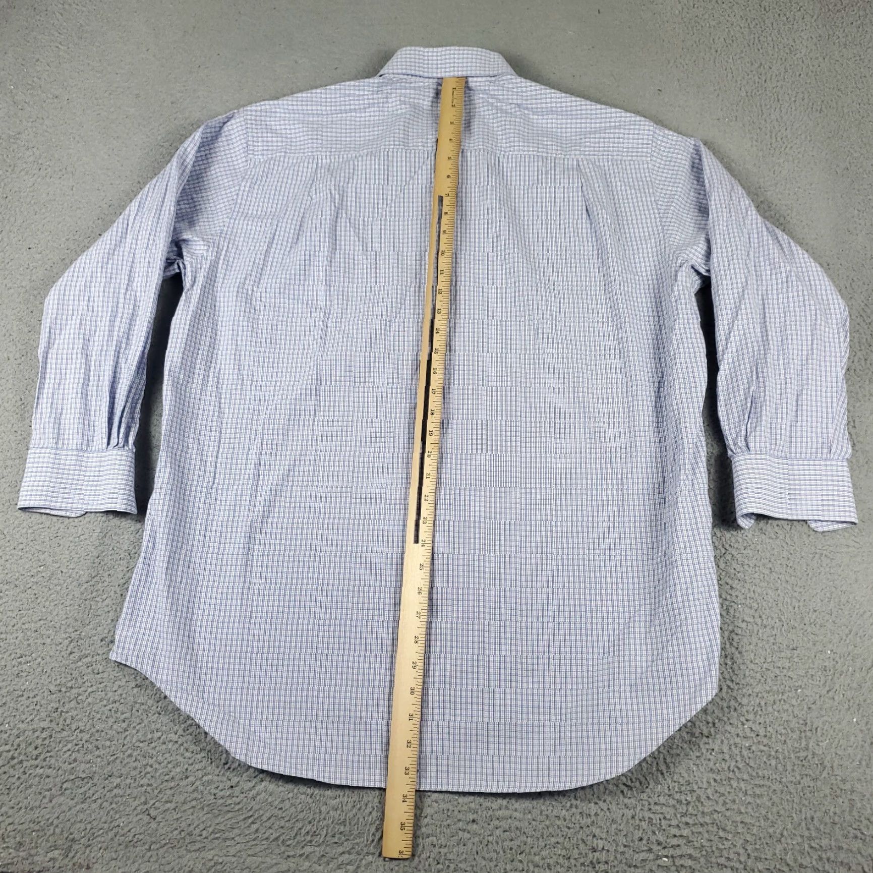 David Donahue VINTAGE David Donahue Dress Shirt Mens Size 17.5 Long Sleeve Plaid Blue 100% Cotton Business Casual Formal Wedding Size 46R - 3 Thumbnail