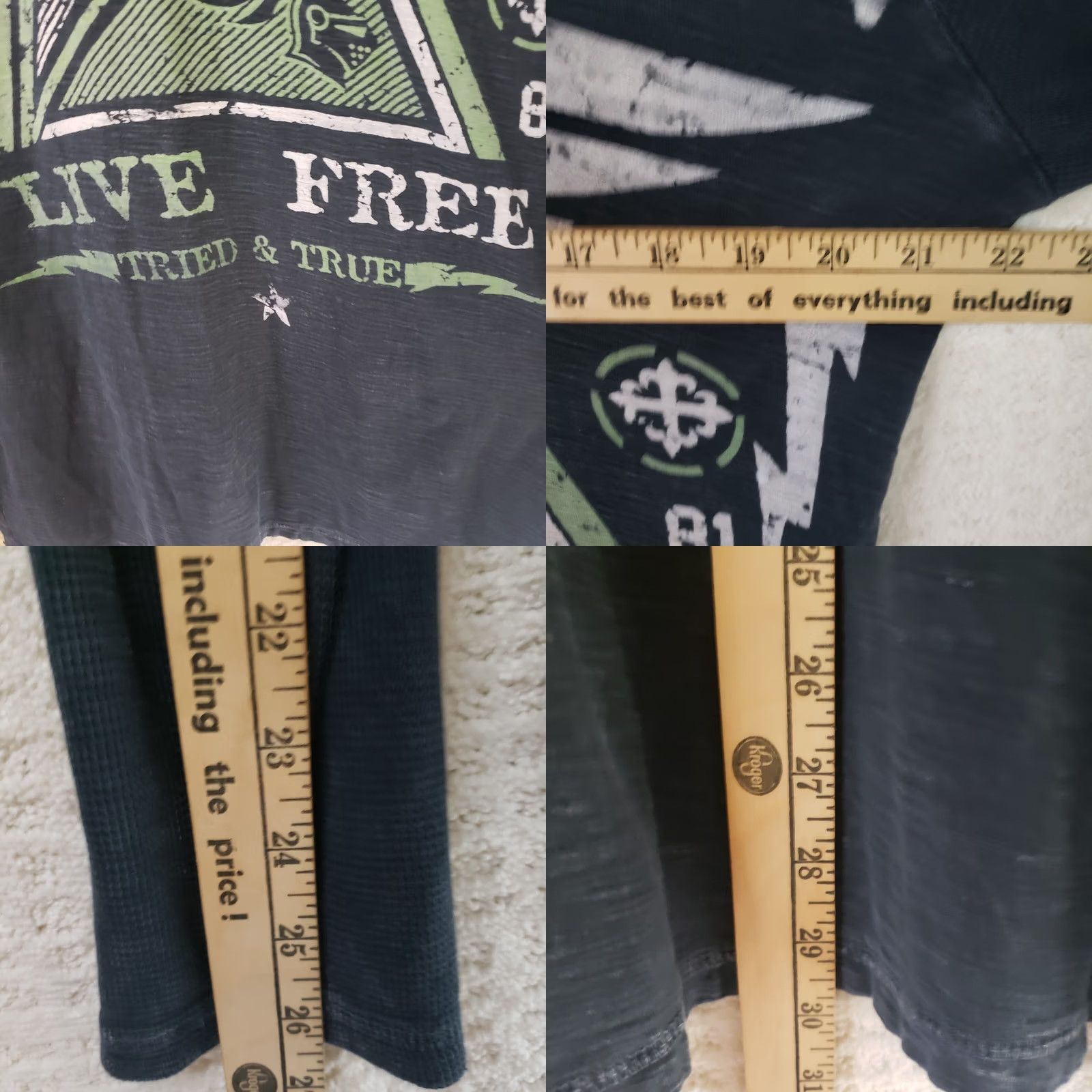 Vintage Raw State Premium Hooded Henley Tee Mens L Black Graphic Print USA Shirt Size US L / EU 52-54 / 3 - 11 Thumbnail
