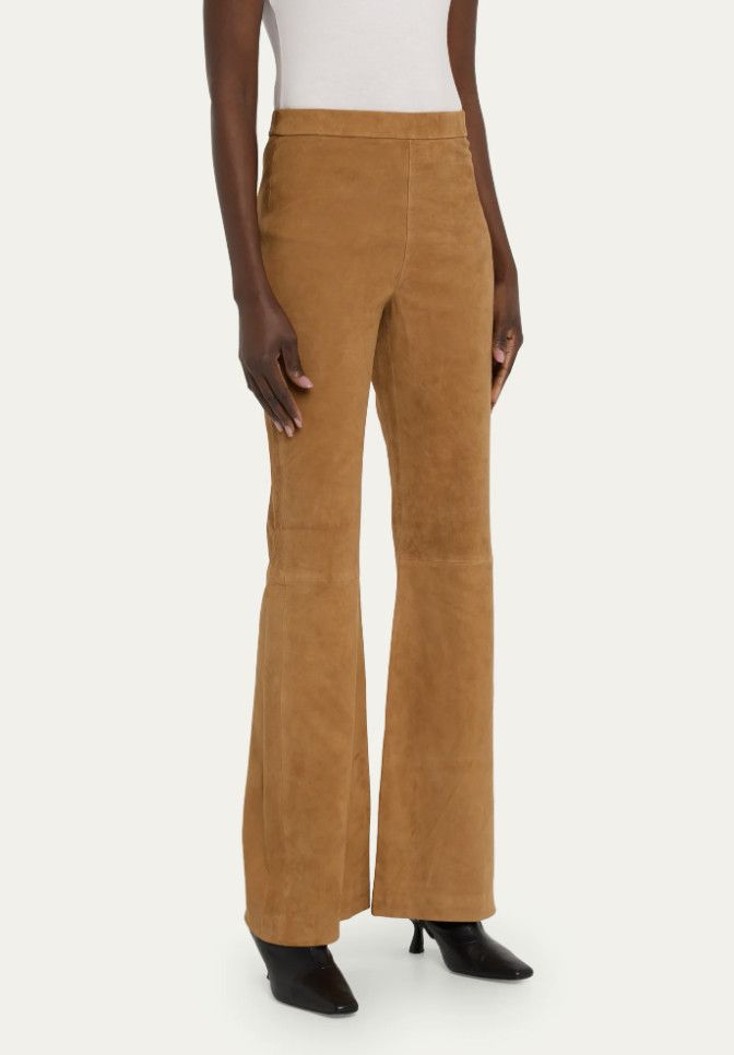 KOBI HALPERIN Kobi Halperin Joelle Real Suede Flare Pants In Bronze ( XL ) Size 36" / US 14 / IT 50 - 1 Thumbnail