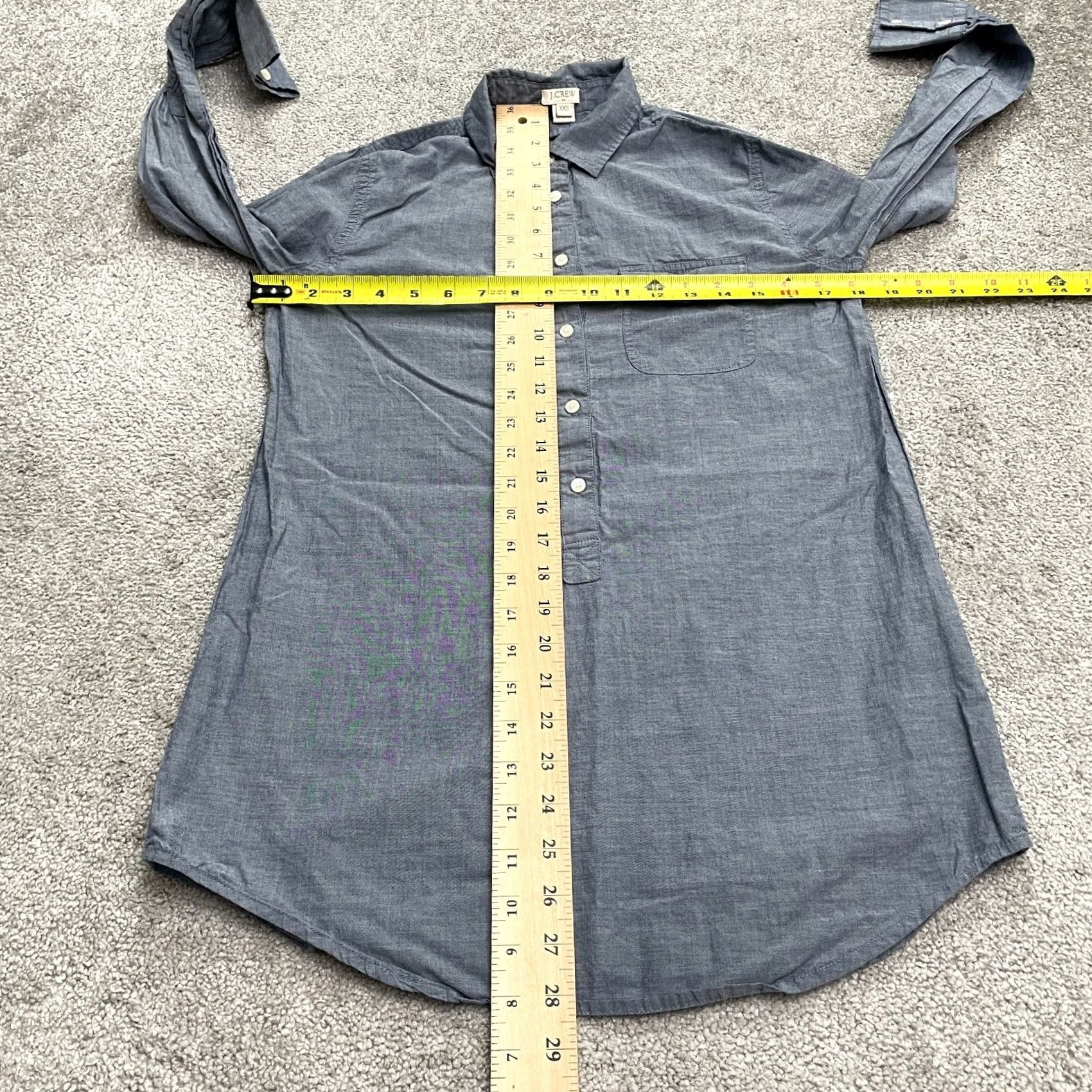 J.Crew J.Crew Shirt Women XXS Blue Cotton Chambray Long Sleeve Casual Popover Tunic Top Size XXS / US 00 / IT 34 - 6 Thumbnail