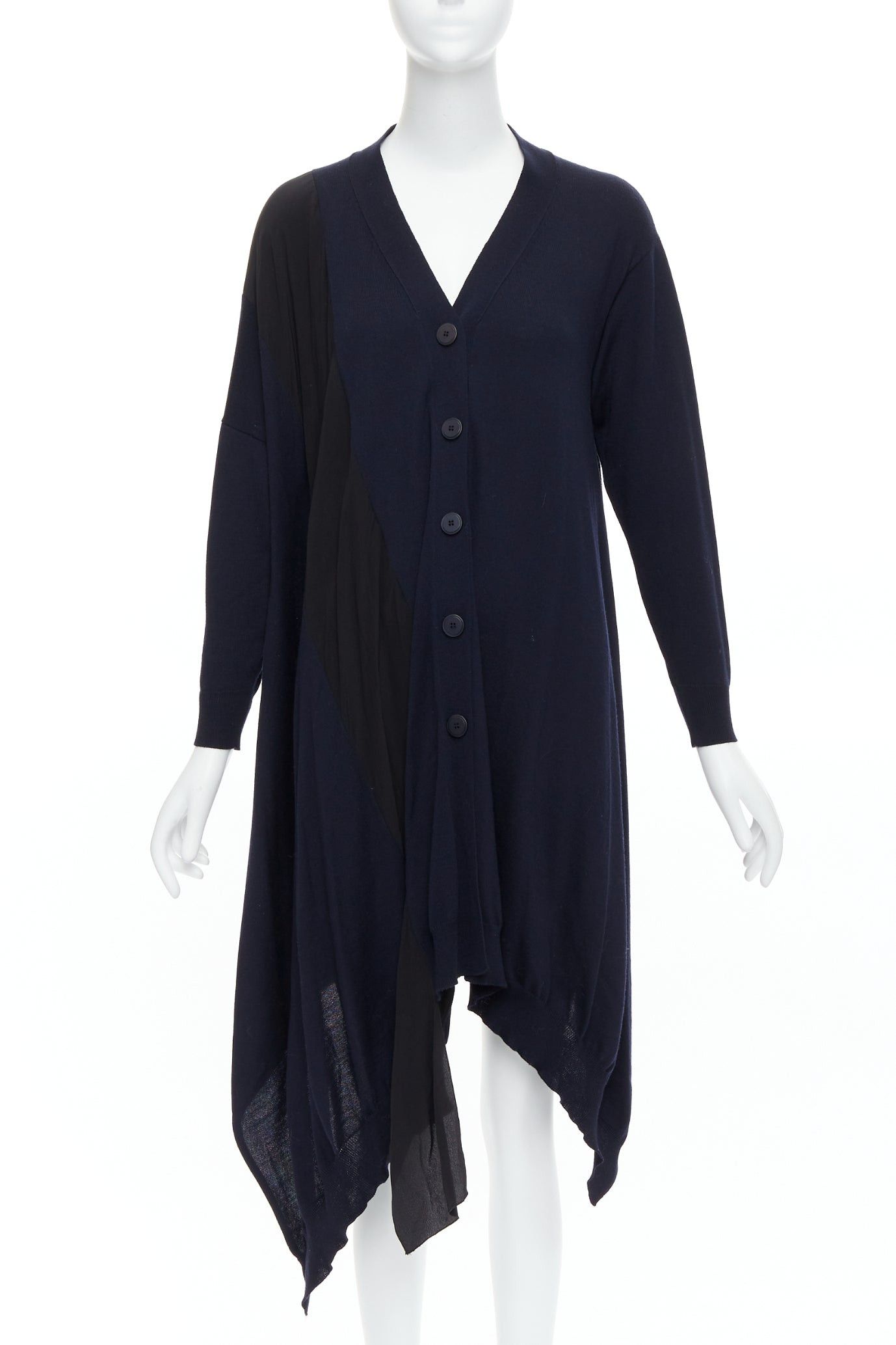 Stella McCartney STELLA MCCARTNEY 2017 navy contrast material high low cardigan IT34 XS Size XXS / US 00 / IT 34 - 1 Thumbnail