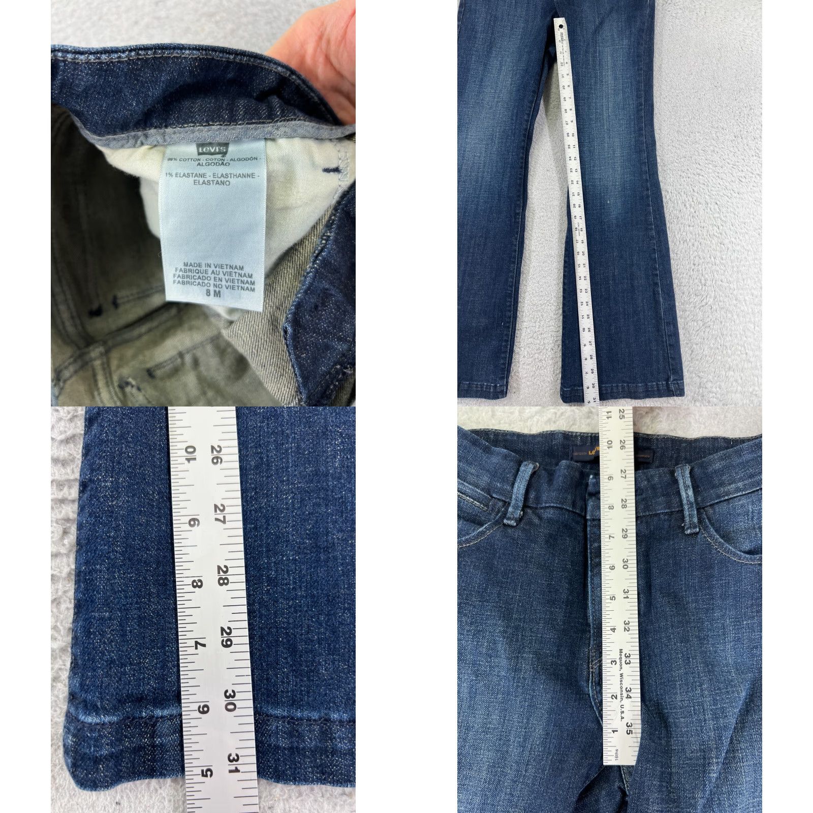 Lee Lee Jeans Womens 8 Blue Denim Flared Mid Rise 27x31 Regular Inseam 31 in 5-Pocket Zipper Cotton Denim Jeans Size 30" / US 8 / IT 44 - 8 Thumbnail