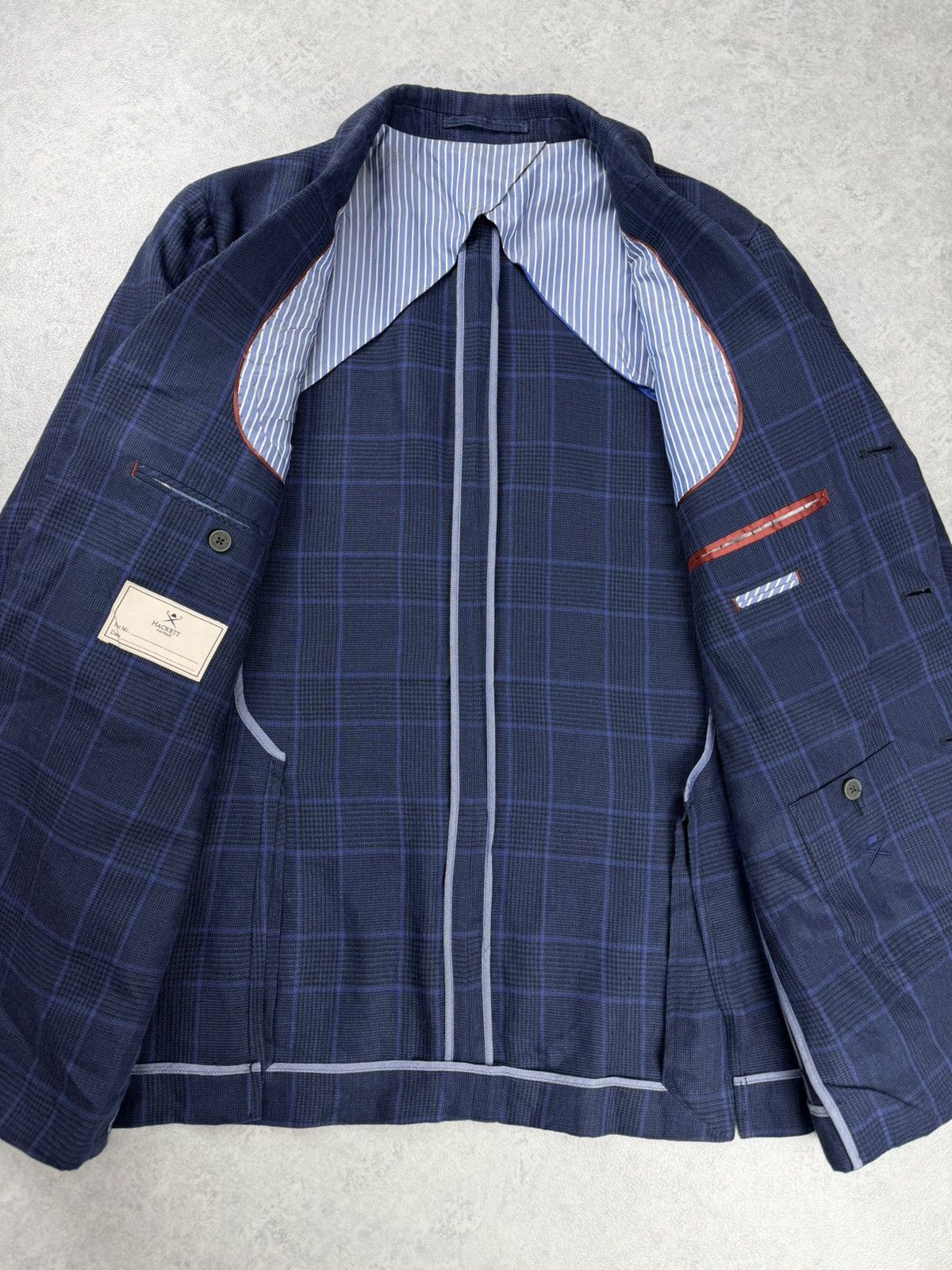 Hackett Hackett London Navy Linen Blazer Blue Check 42R 52R Size 42R - 10 Thumbnail