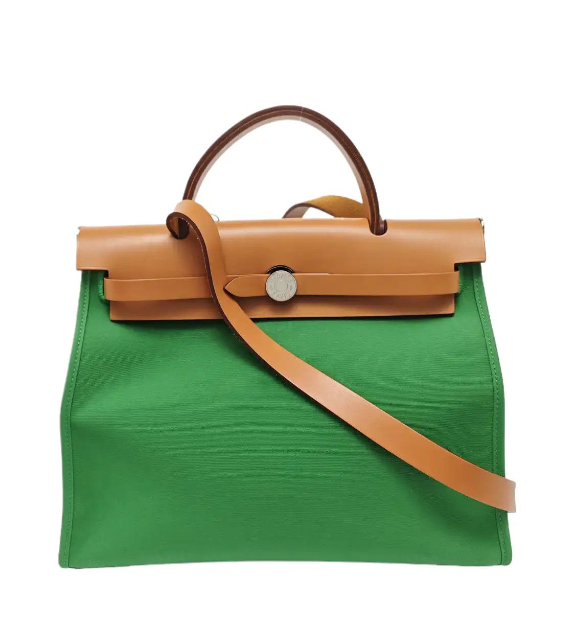 Hermes Hermes Herbag 31 Vert Cactus canvas shoulder bag handbag silver hardware X sub-p Size ONE SIZE - 1 Thumbnail