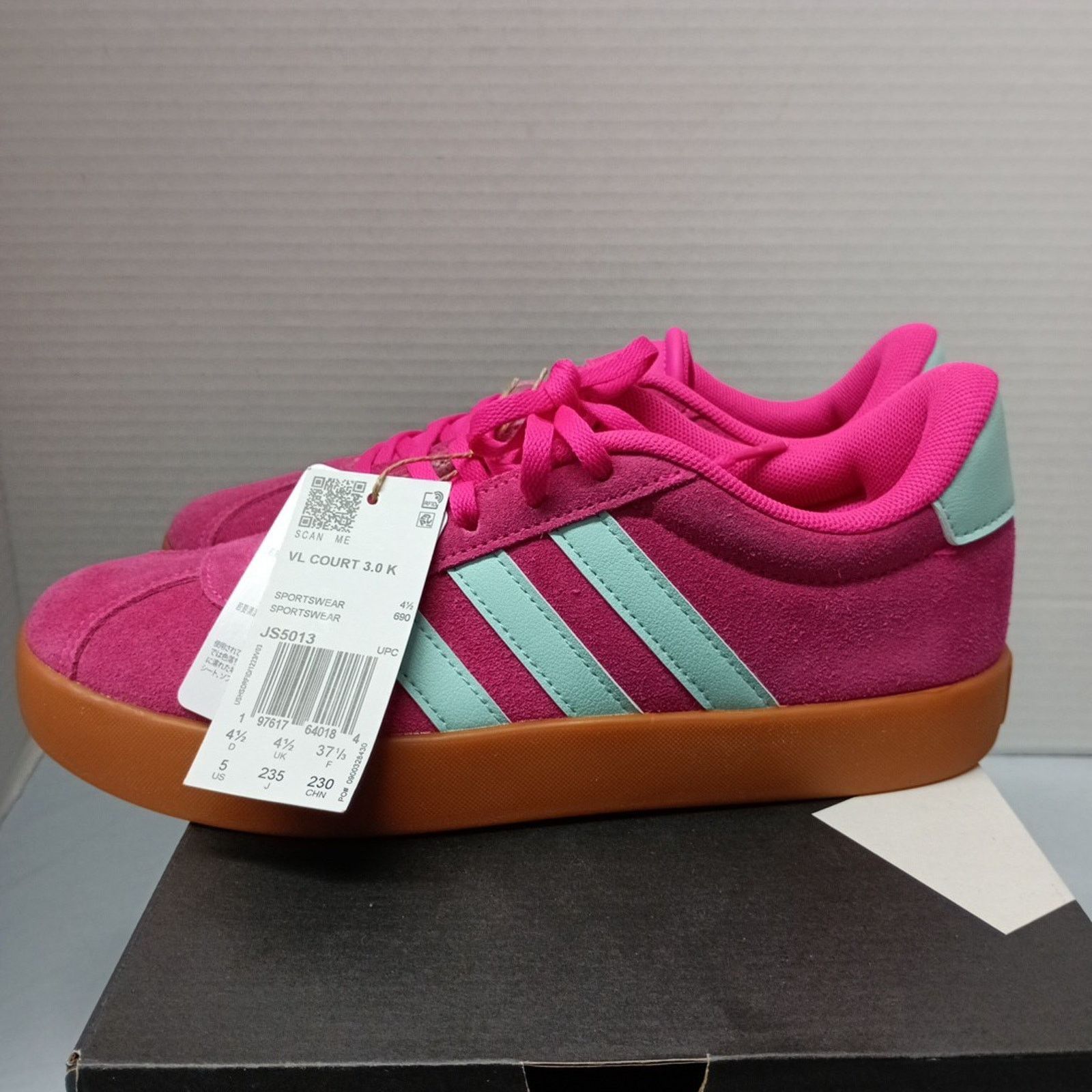 Adidas Adidas Kids' VL Court 3.0K Size 5Y Women's 6.5 Shock Pink Size US 6.5 / IT 36.5 - 4 Thumbnail