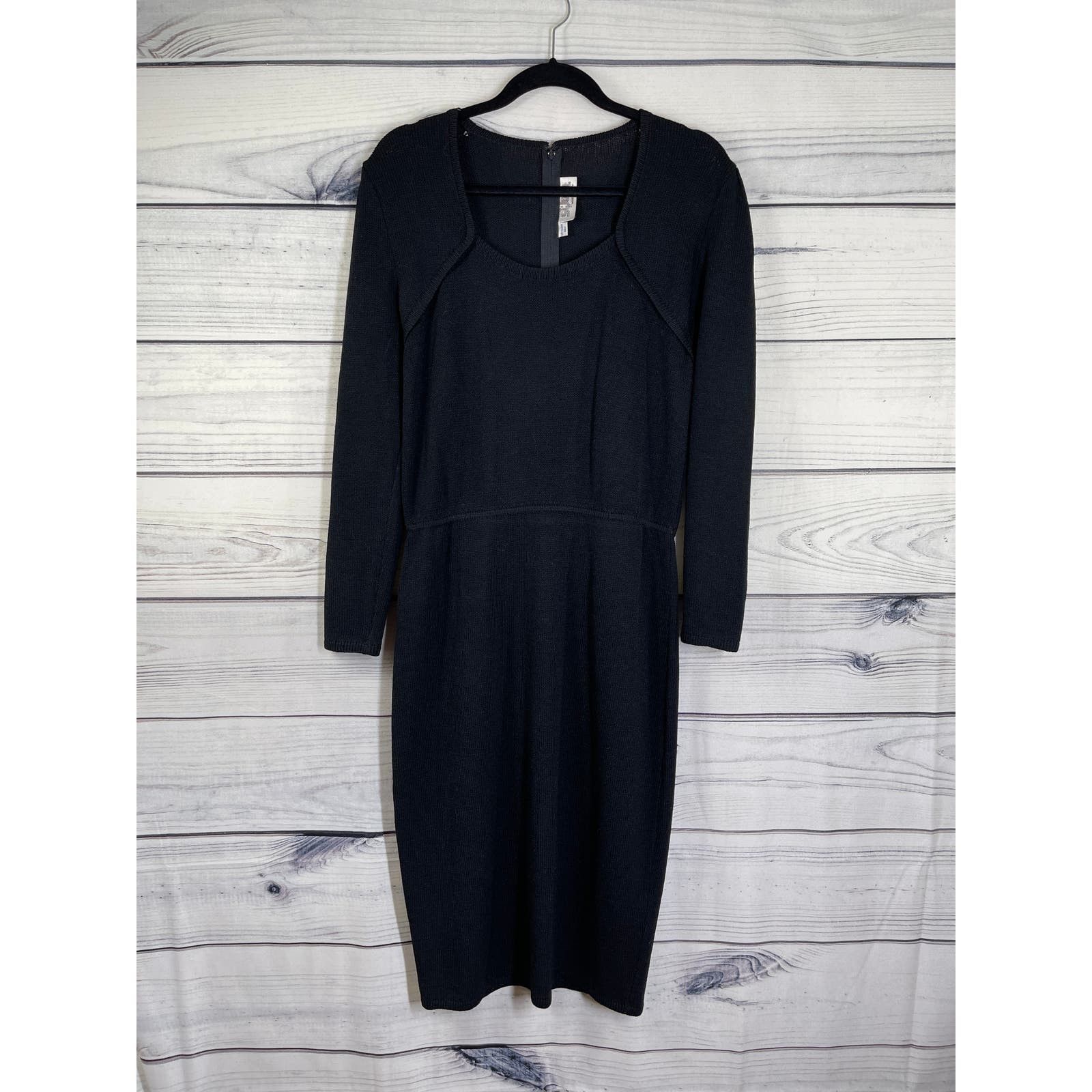 image of St John Couture St John Marie Gray Vintage Black Knitted Dress Size 12, Women's