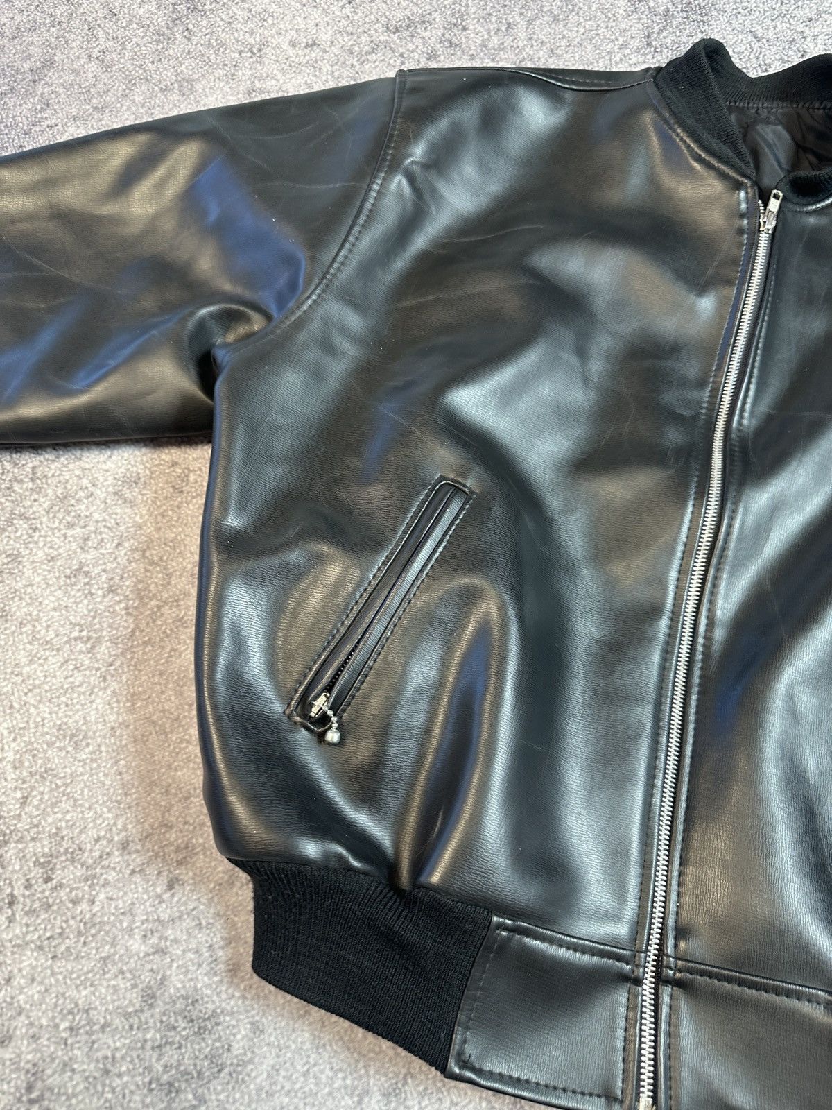 Other Y2K Bombers Faux Leather Jacket Black Avant Garde Opium USA Size US M / EU 48-50 / 2 - 4 Thumbnail