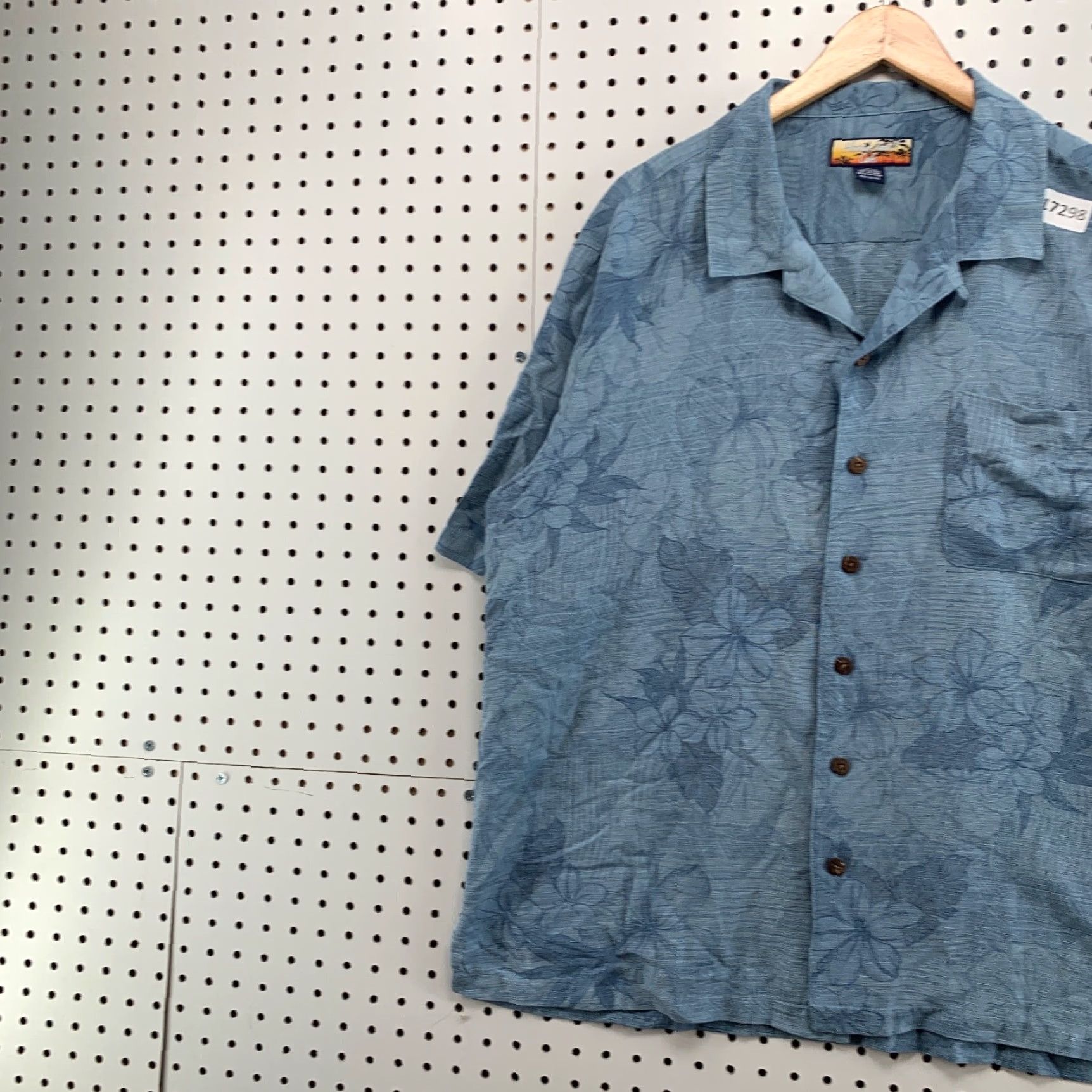 Vintage Havana Jack's Cafe Silk Shirt Adult XL Floral Hawaiian Tonal Flowers Blue Hawaiian 100% Silk Mens Shirt Size US XL / EU 56 / 4 - 3 Thumbnail