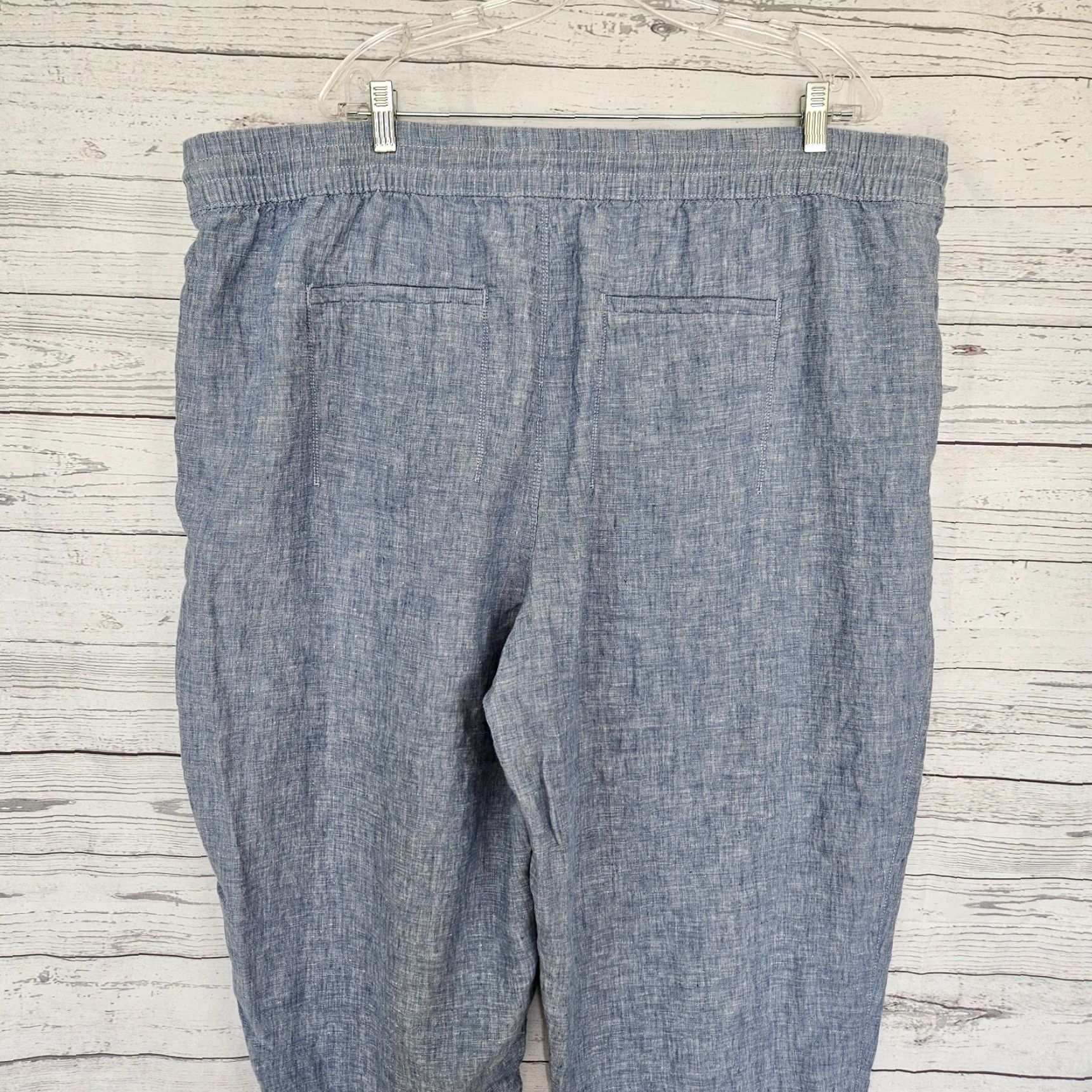 Athleta Athleta Womens Retreat Linen Jogger Plus 24 Blue Pockets High Rise Pants Kid? No Size 42" / US 20 - 4 Thumbnail