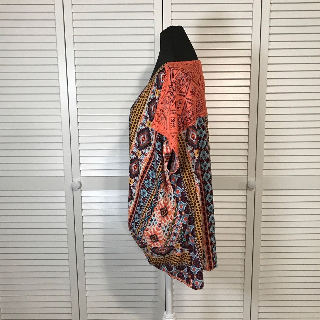 Other Bobbie Brooks Boho Southwest Lace Accent Blouse Women 3X Size 3XL / US 20-22 - 2 Thumbnail