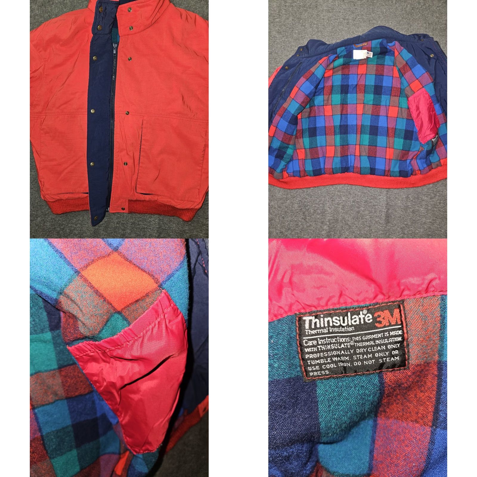 Pendleton VINTAGE Pendleton Jacket Mens Large Red Flannel Thinsulate Bomber Made USA 80s Size US L / EU 52-54 / 3 - 8 Thumbnail