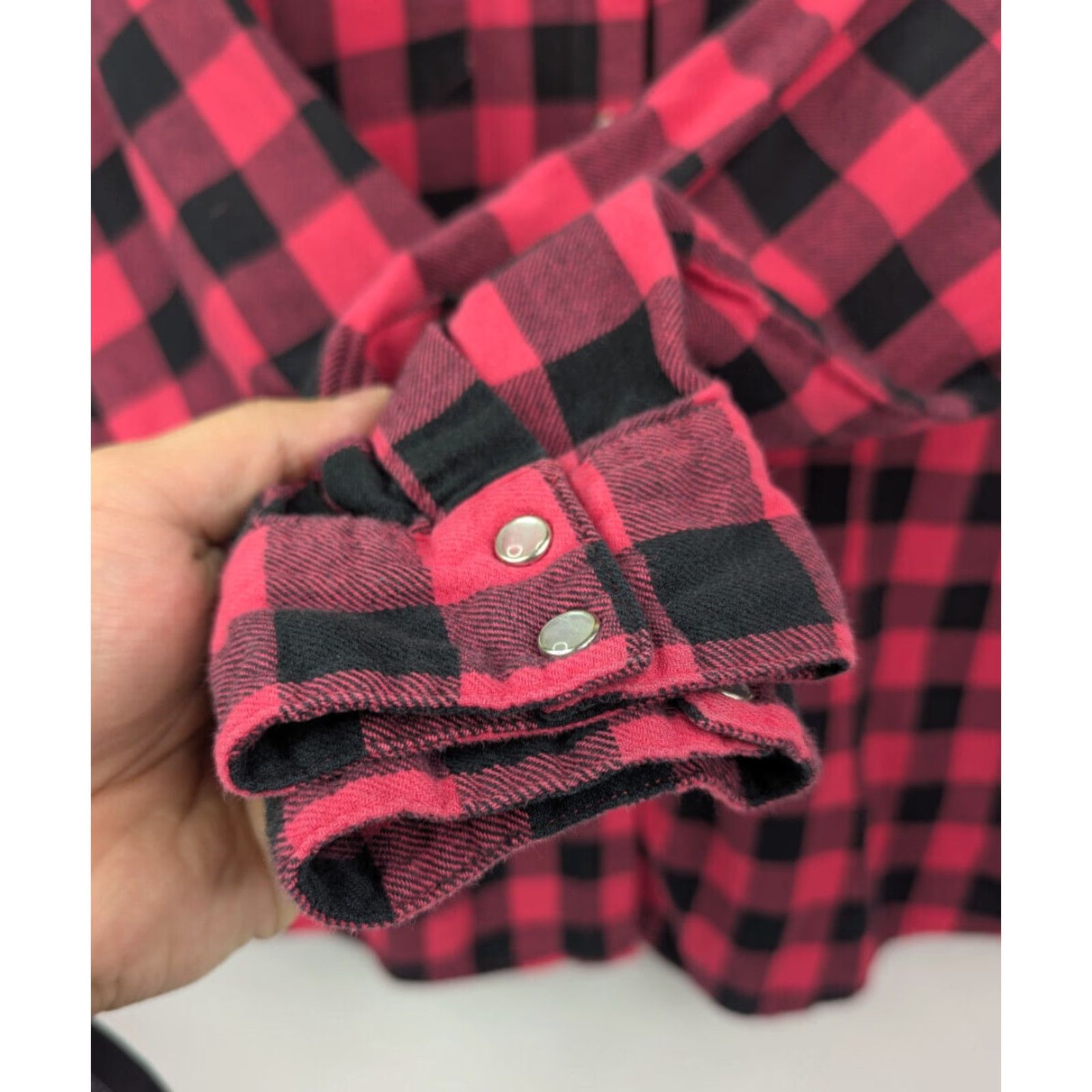 Wrangler VINTAGE Wrangler Wrancher Womens Western 3XL Flannel Red Plaid Pearl Snap Button Shirt Size XXL / US 16-18 / IT 52-54 - 3 Thumbnail