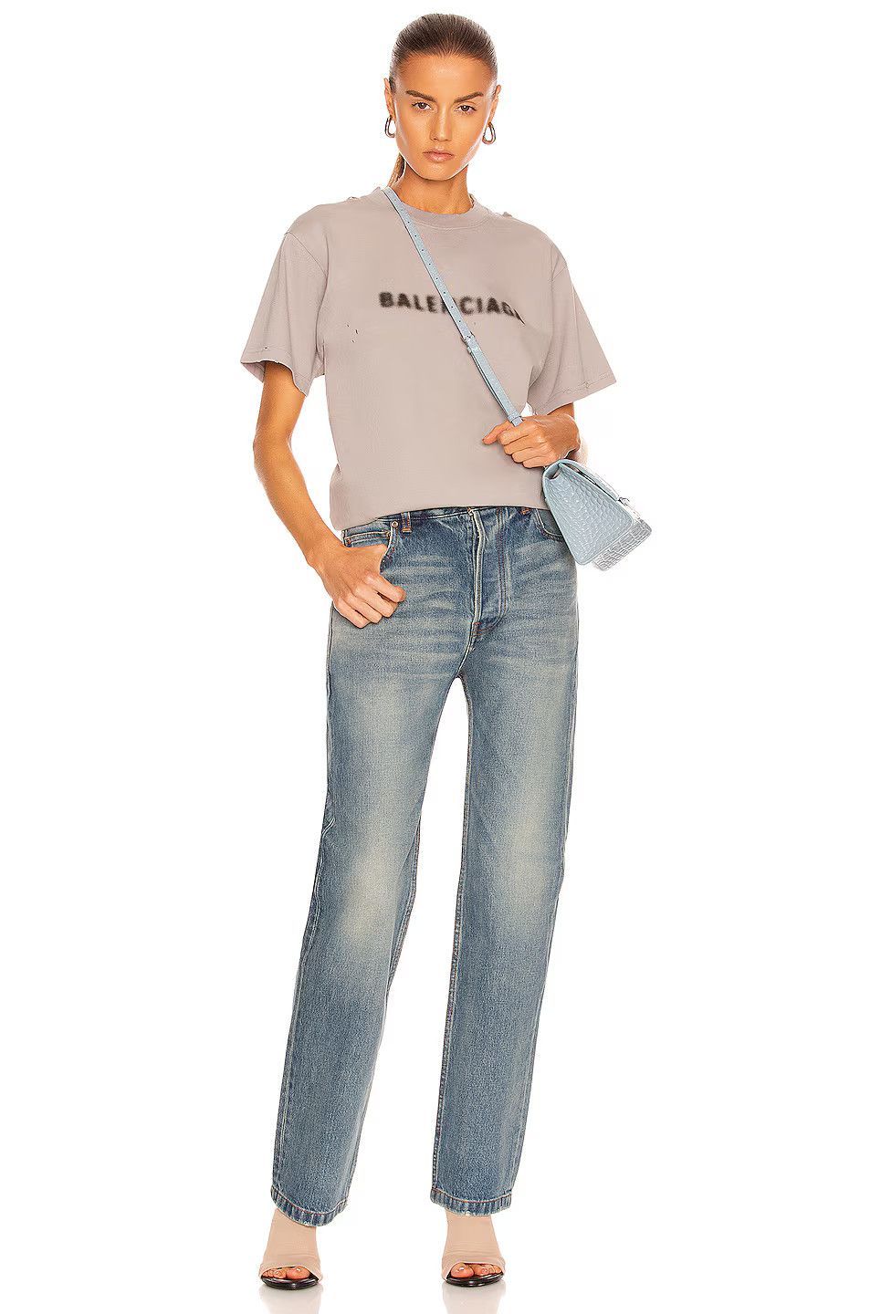 Balenciaga o1bcso1str0525 Normal Jeans Dirty Smoky in Light Blue Size 28" / US 6 / IT 42 - 4 Thumbnail