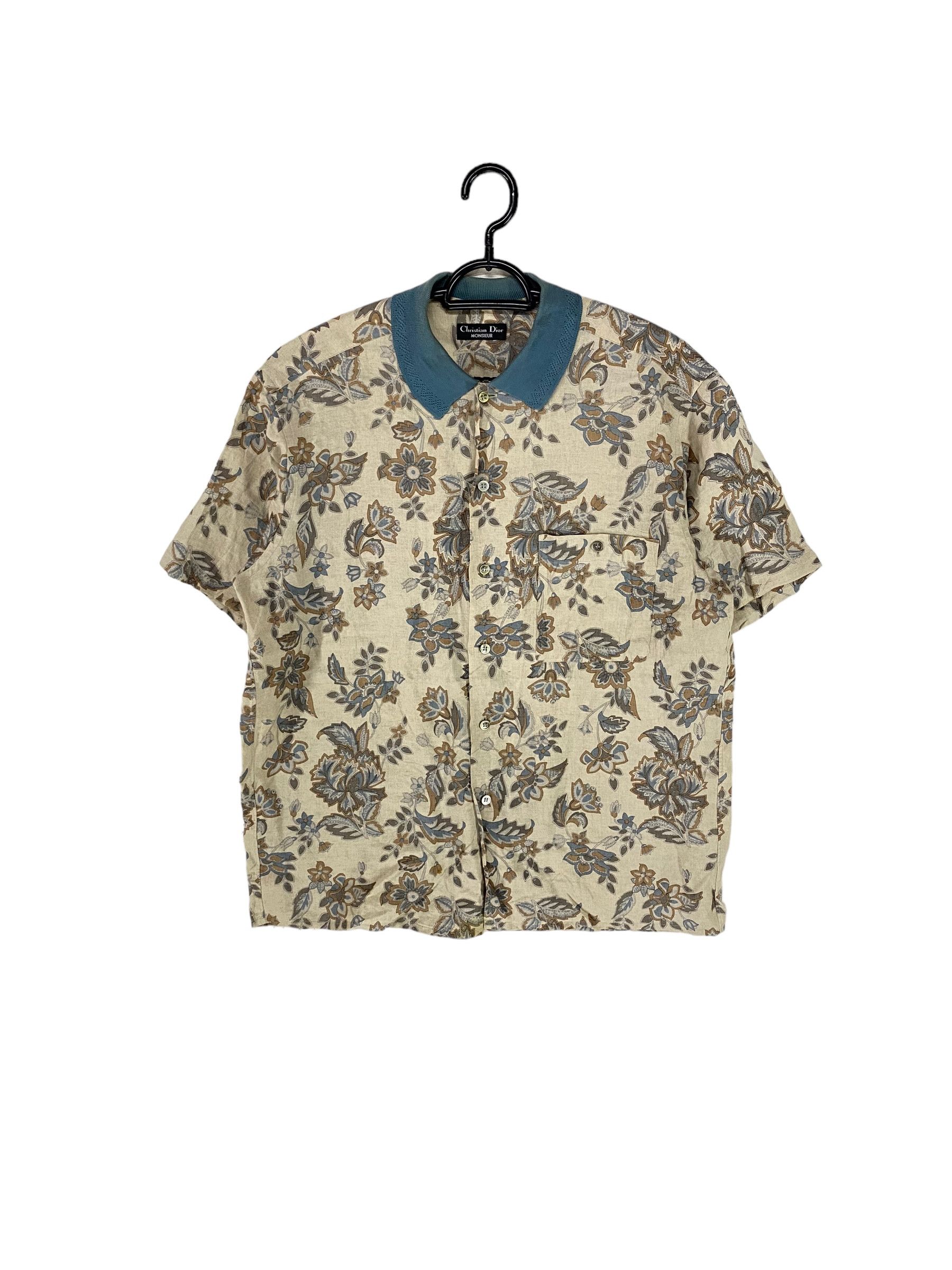 Christian Dior Monsieur × Designer 2000s Christian Dior floral hemp button up polo shirt Size US S / EU 44-46 / 1 - 1 Thumbnail