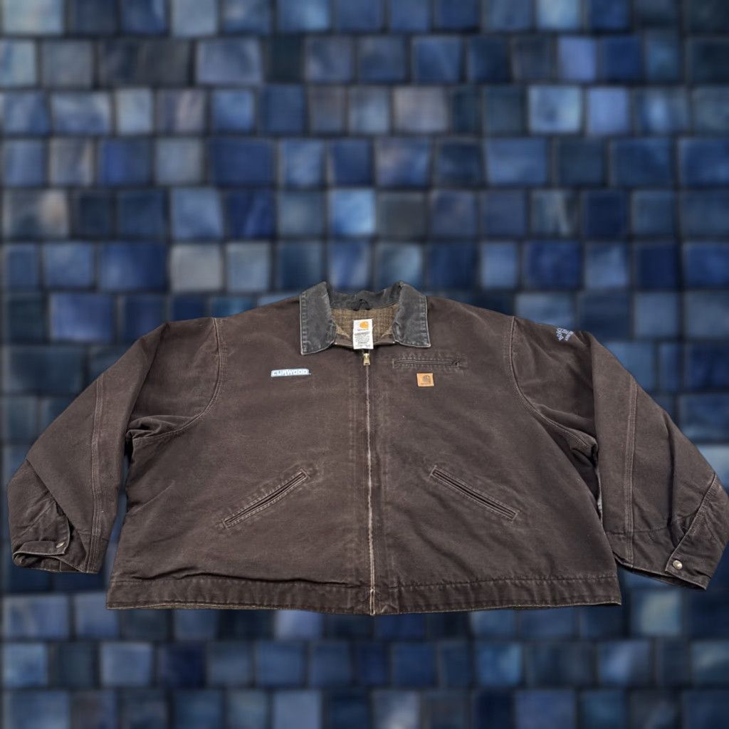 Carhartt VINTAGE Carhartt J97 Detroit Bomber Jacket 5XL Brown Canvas Lined Poly 90s Workwear Mens Size US XXL / EU 58 / 5 - 1 Thumbnail