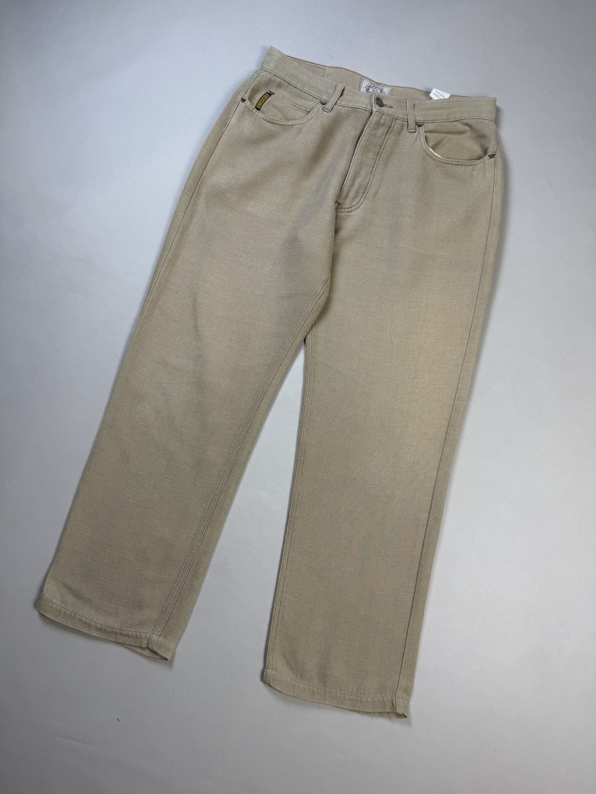 Armani AJ Armani Jeans Vintage Metal Logo Men’s Linen Chino Pants Size US 33 - 4 Thumbnail