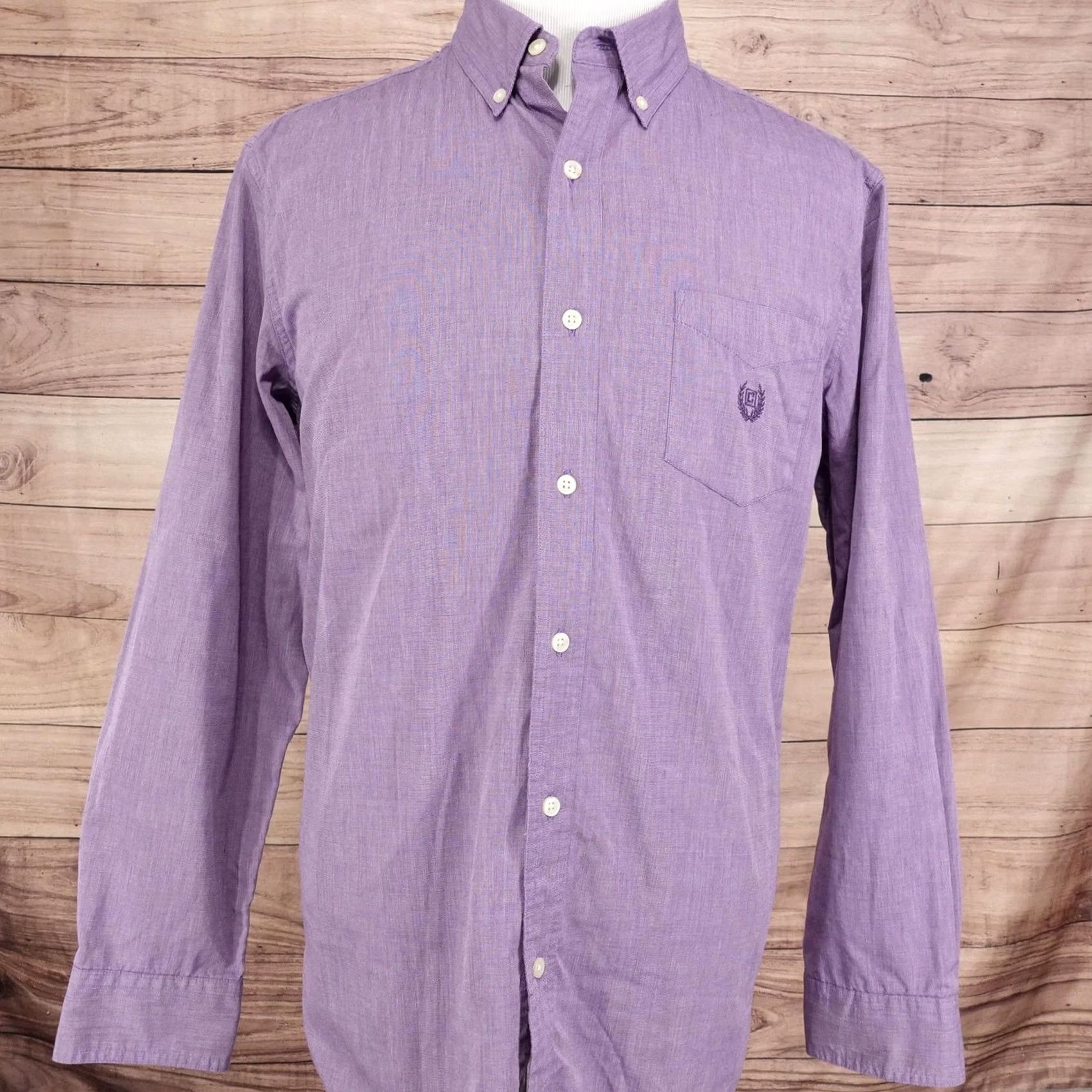 Chaps Chaps Shirt Mens Large Purple Solid Long Sleeve Button Down Easy Care Casual Size US L / EU 52-54 / 3 - 3 Thumbnail