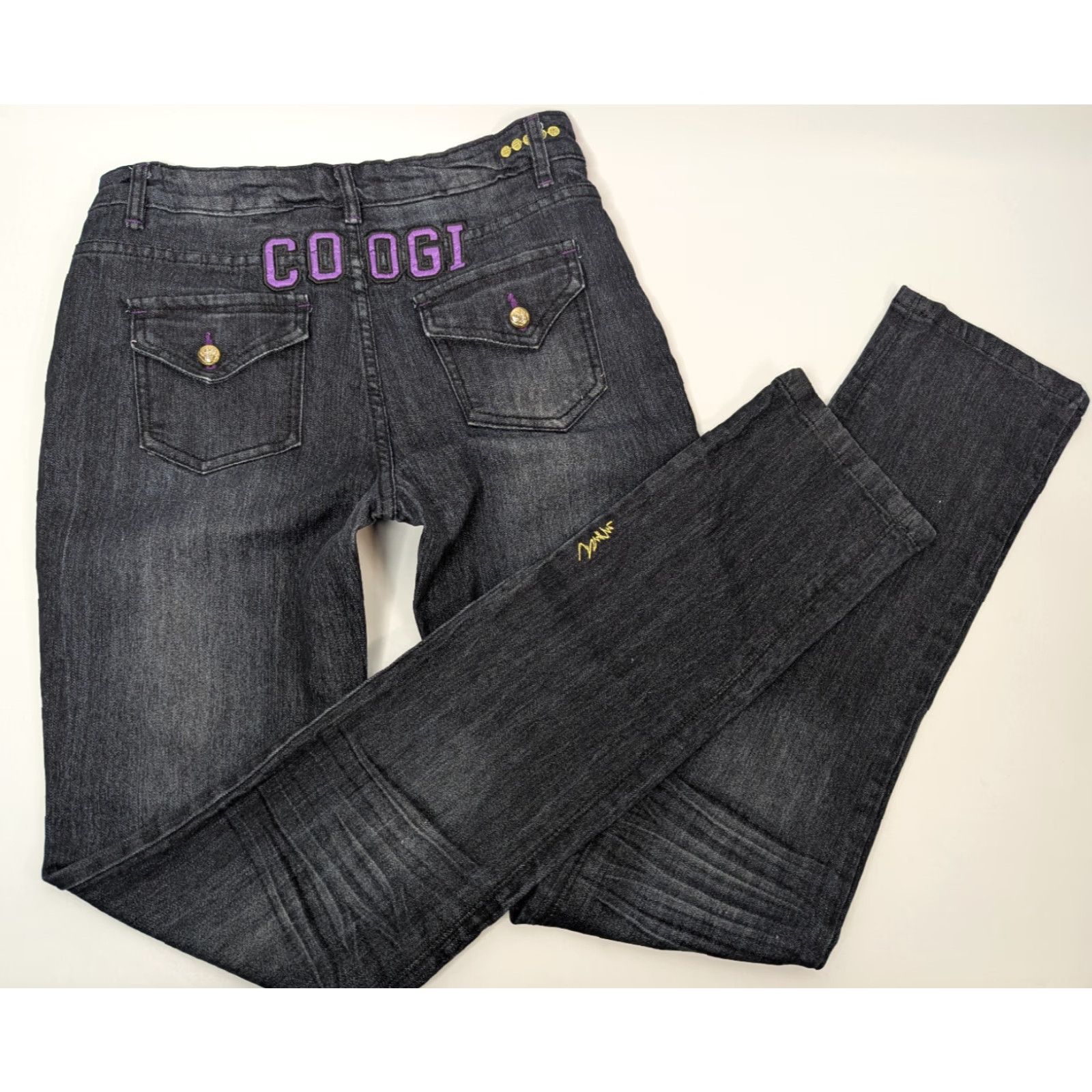 Coogi COOGI Jeans Womens Size 16 Dark Denim Embroidered Logo Pockets Y2K 90s Hip Hop Floral Straight Regular Blue Cotton Denim Size 38" / US 16 / IT 52 - 2 Thumbnail