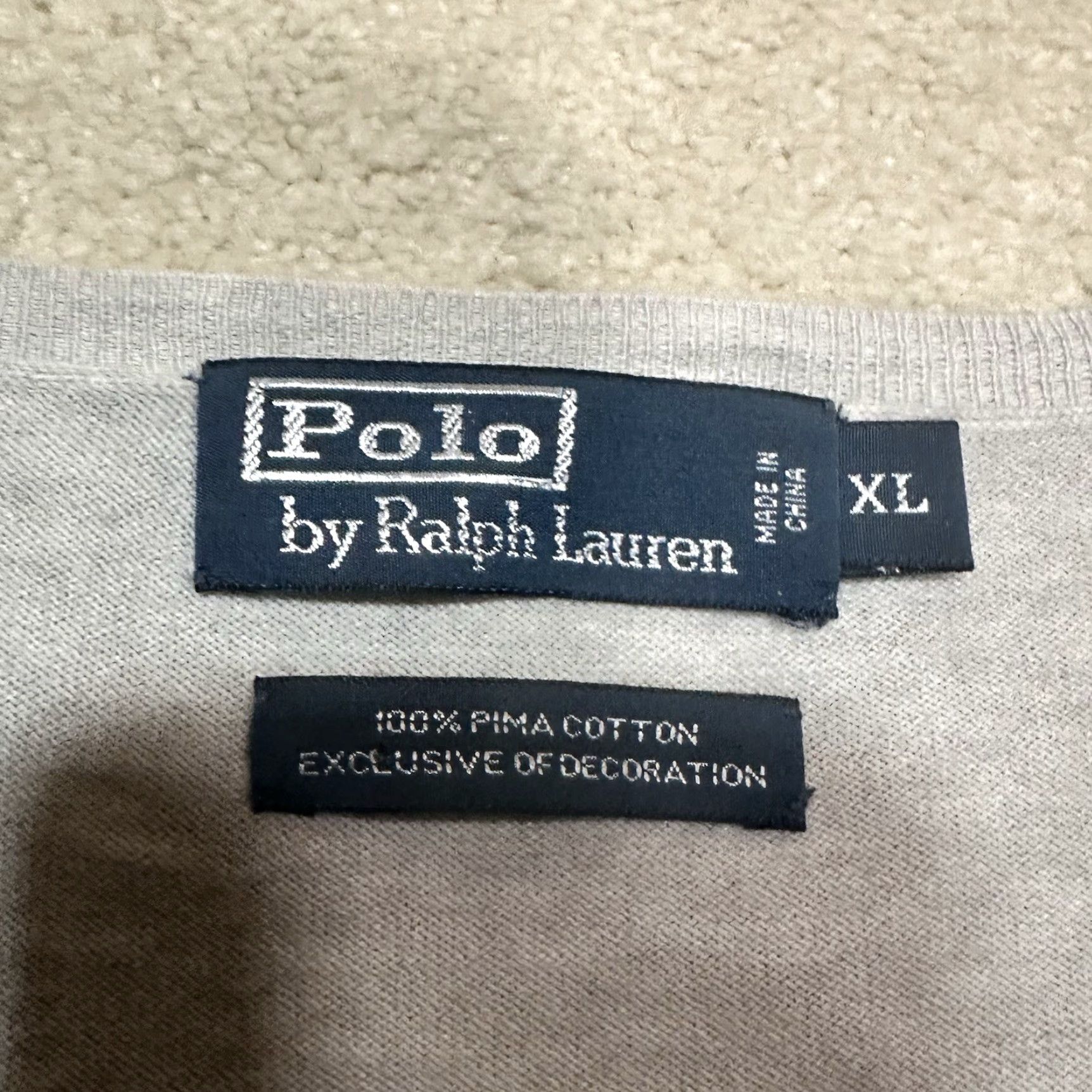 Polo Ralph Lauren Polo Ralph Lauren V Neck Sweater Mens XL Gray Pima Cotton Size US XL / EU 56 / 4 - 4 Thumbnail