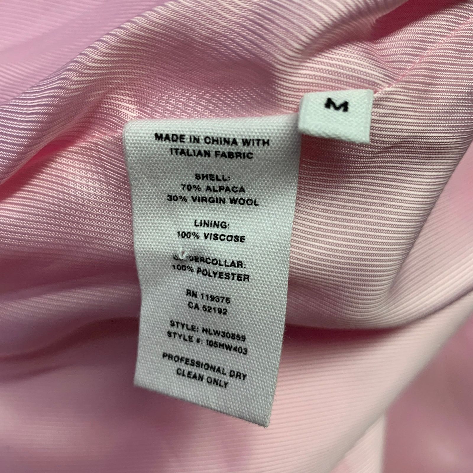 HELMUT LANG Size M Pink Alpaca Wool Textured Belted Coat