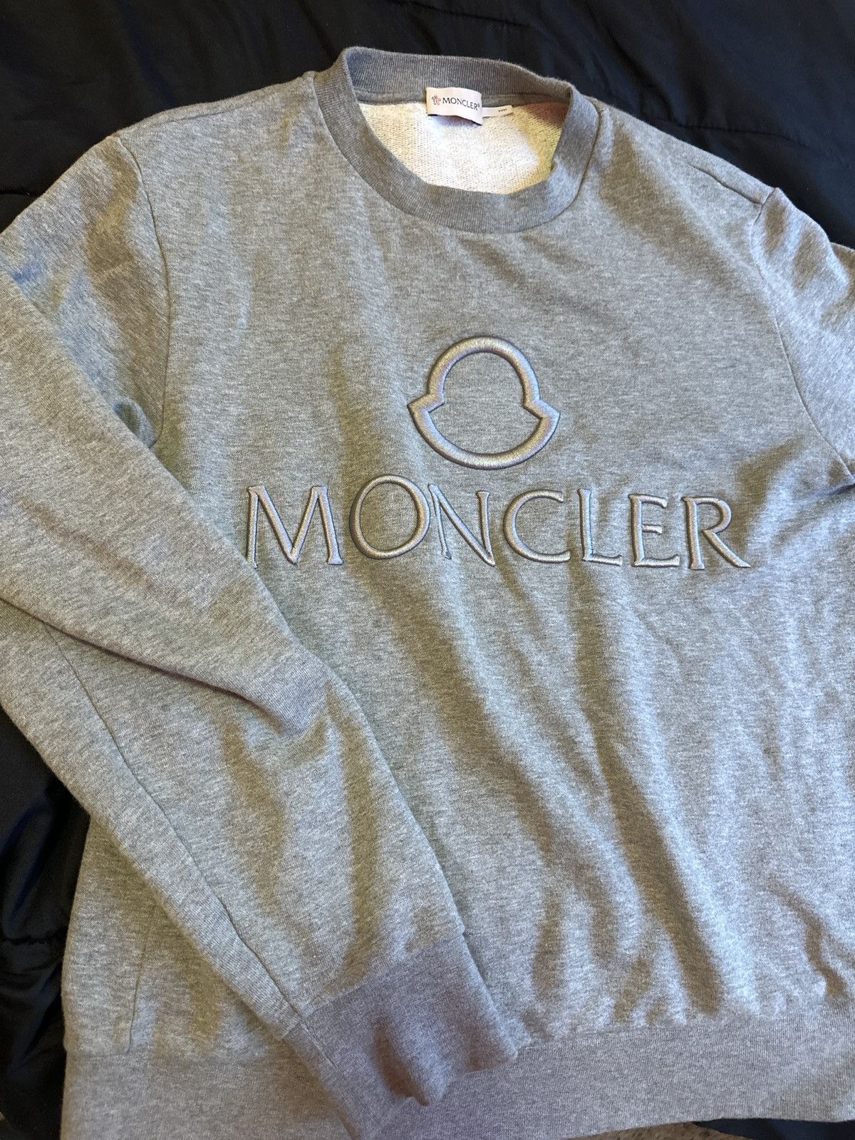 Moncler Moncler Grey Logo Embroidered Sweatshirt Size US M / EU 48-50 / 2 - 2 Thumbnail