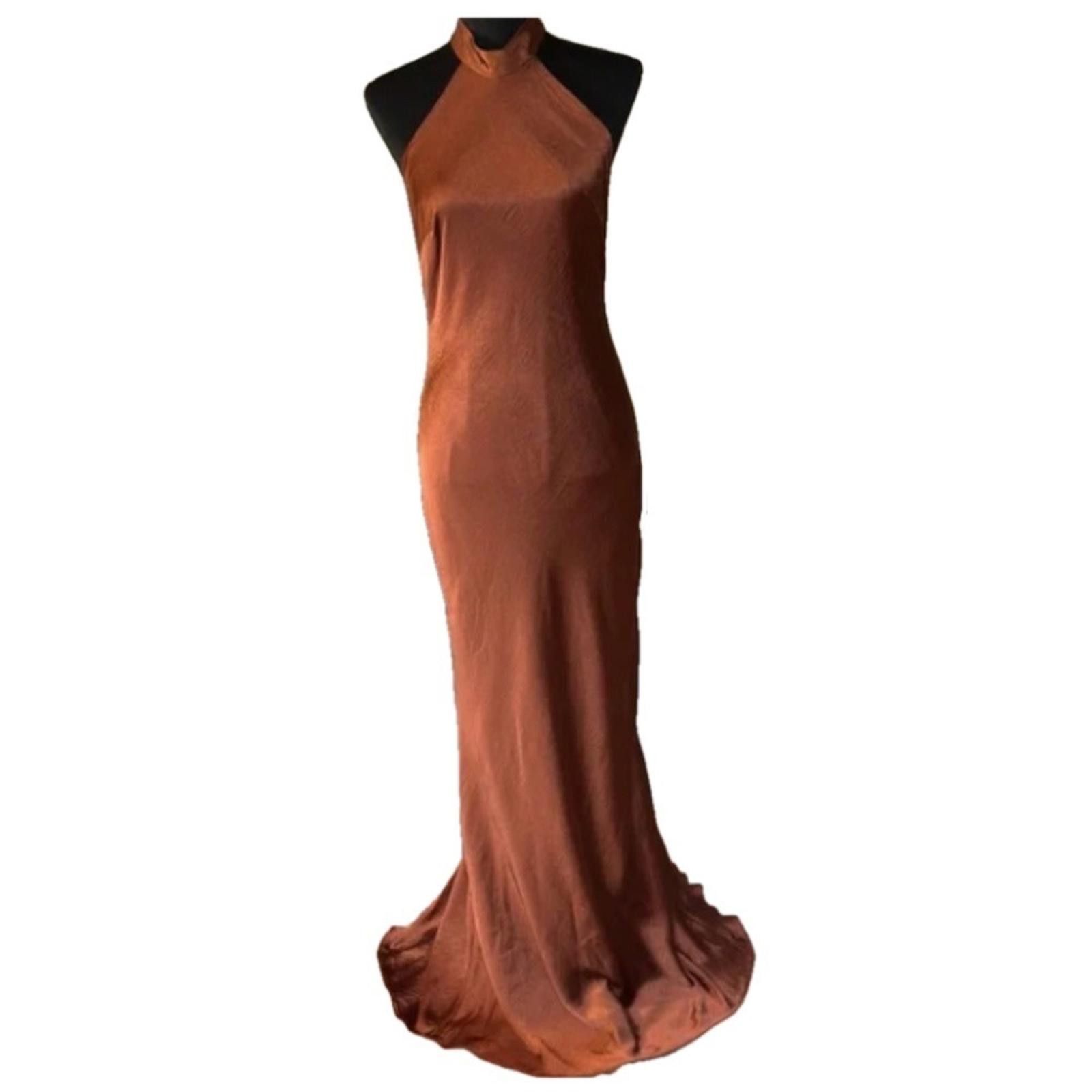 Lulus LULU's Sexy Prom Wedding Bridesmaid Satin Maxi Dress Size L / US 10 / IT 46 - 5 Thumbnail