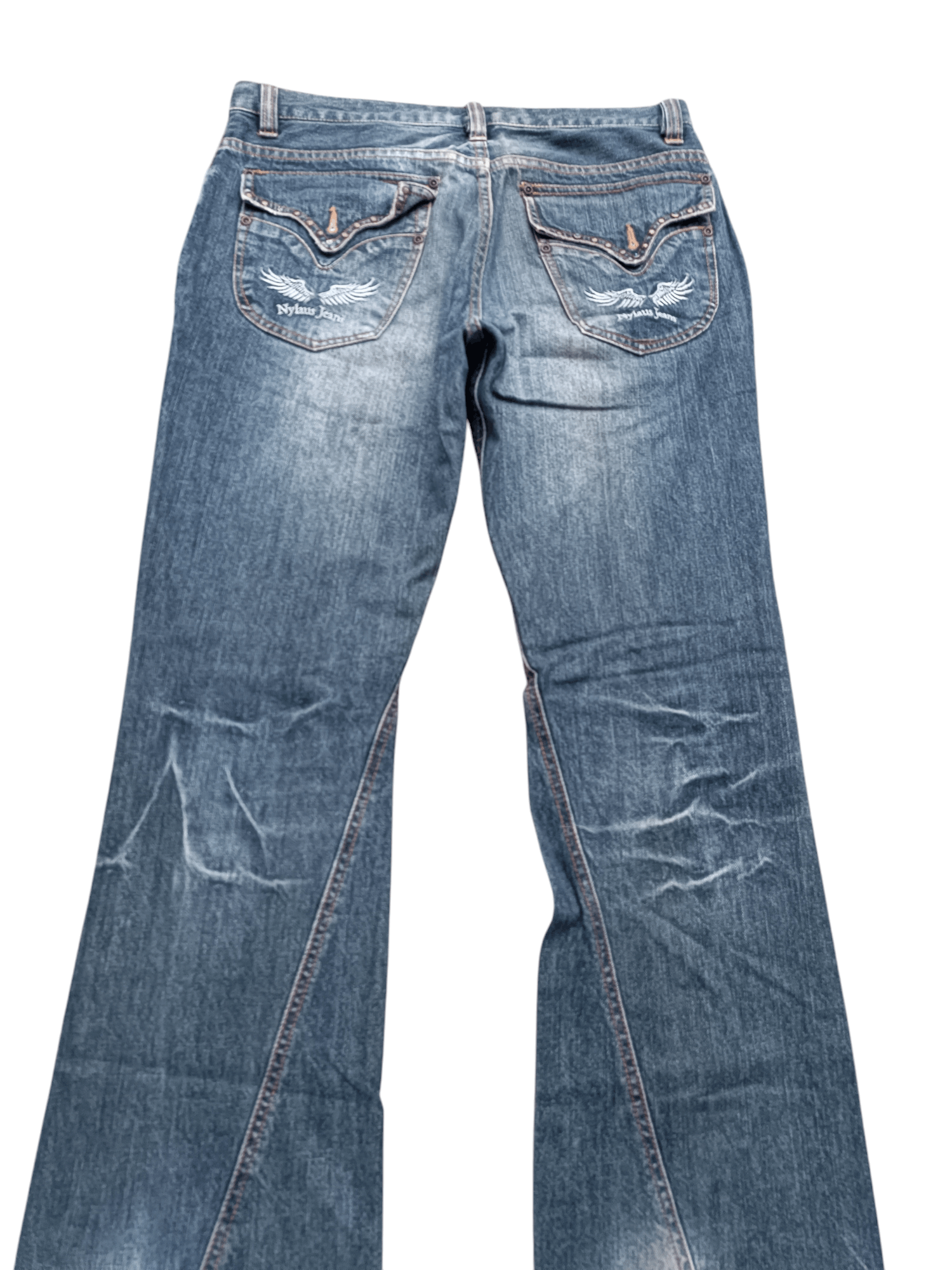 Japanese Brand Nylaus Jeans Flare Distressed Denim Style Size US 34 / EU 50 - 9 Thumbnail