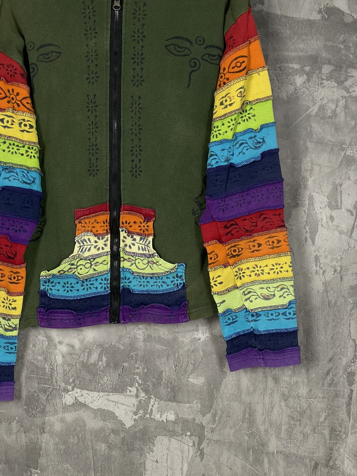 Japanese Brand × Vintage Y2K Nepal Fantasy Zip Up Hoodie Patchwork vintage 90s Size L / US 10 / IT 46 - 6 Thumbnail