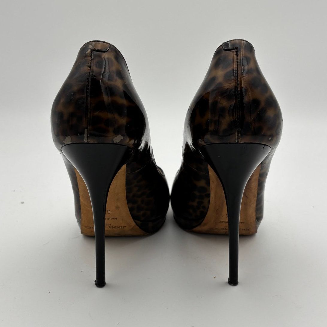 Jimmy Choo Jimmy Choo Cheetah Print Patent Leather Peep Toe Pumps 37.5 Size US 7.5 / IT 37.5 - 4 Thumbnail
