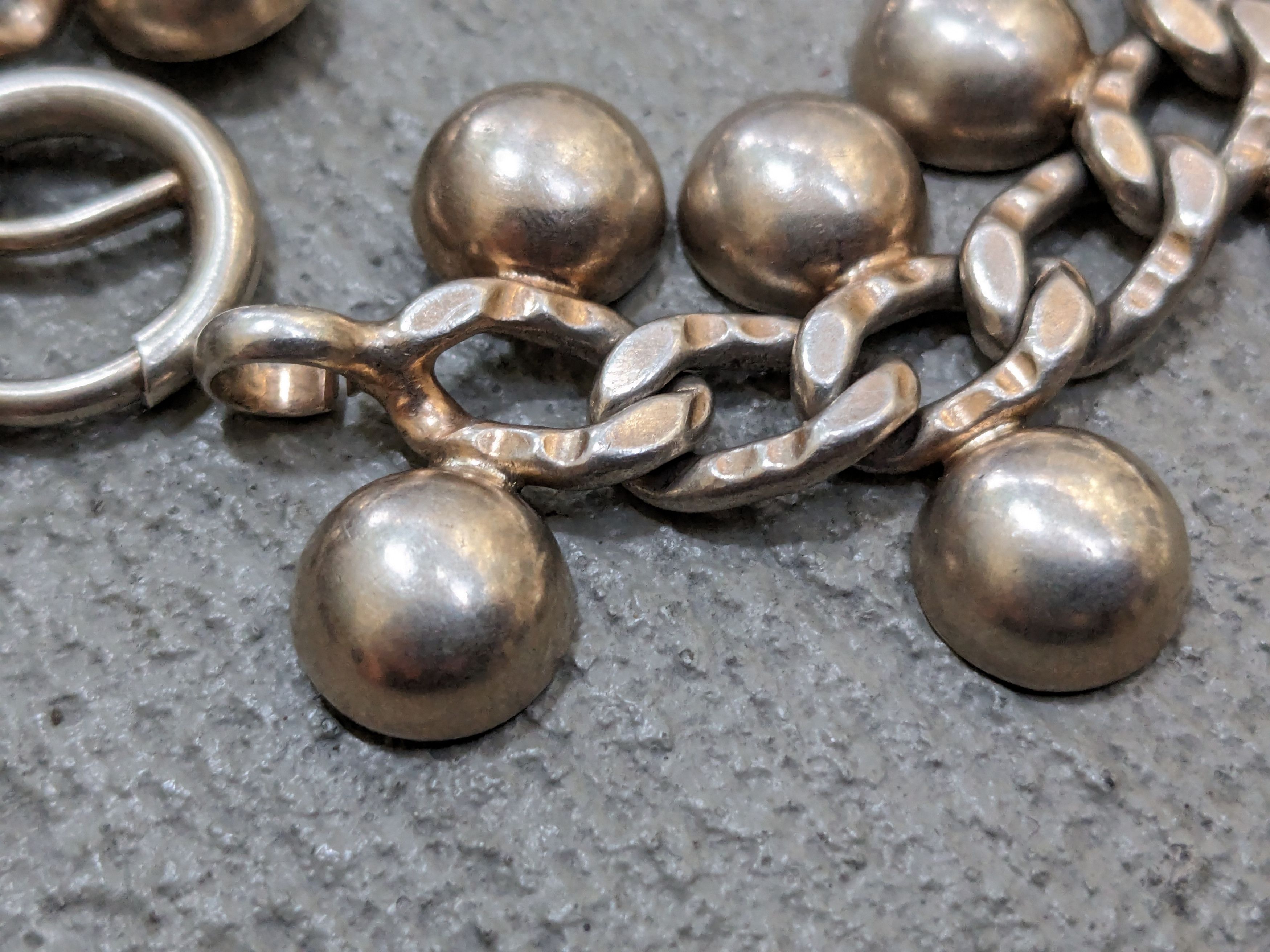 Jewelry Vintage Sterling Silver Bracelet Cuban Chain Charm Link Size ONE SIZE - 3 Thumbnail