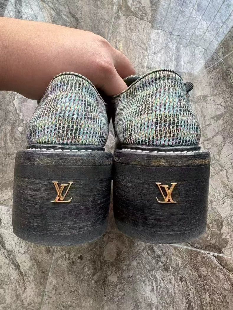 Louis Vuitton Louis Vuitton Blue and Black Dazzling Old Flower Platform Size US 6.5 / IT 36.5 - 3 Thumbnail