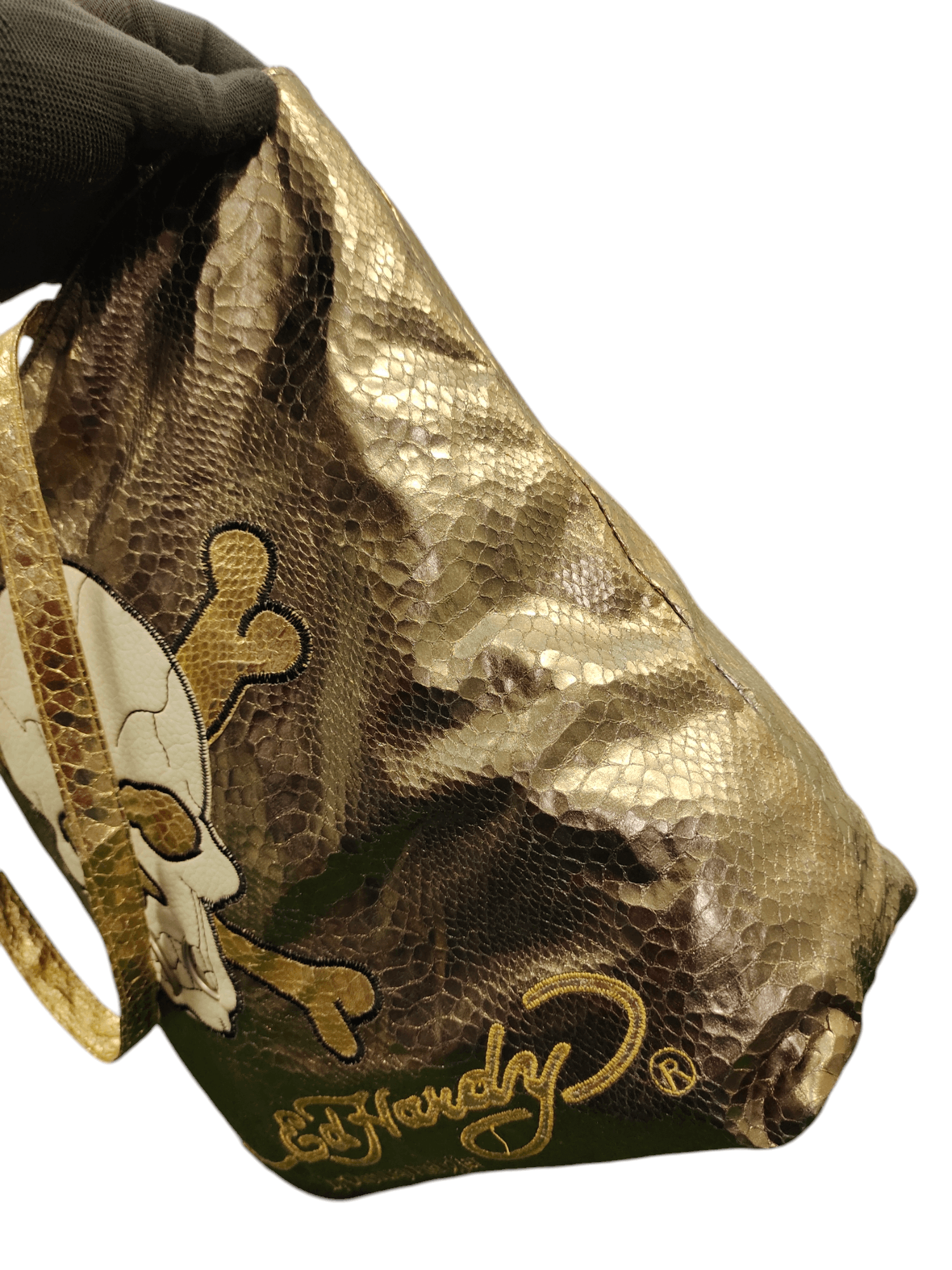 Vintage Y2k Ed Hardy Skull Embroidered Tote Bag