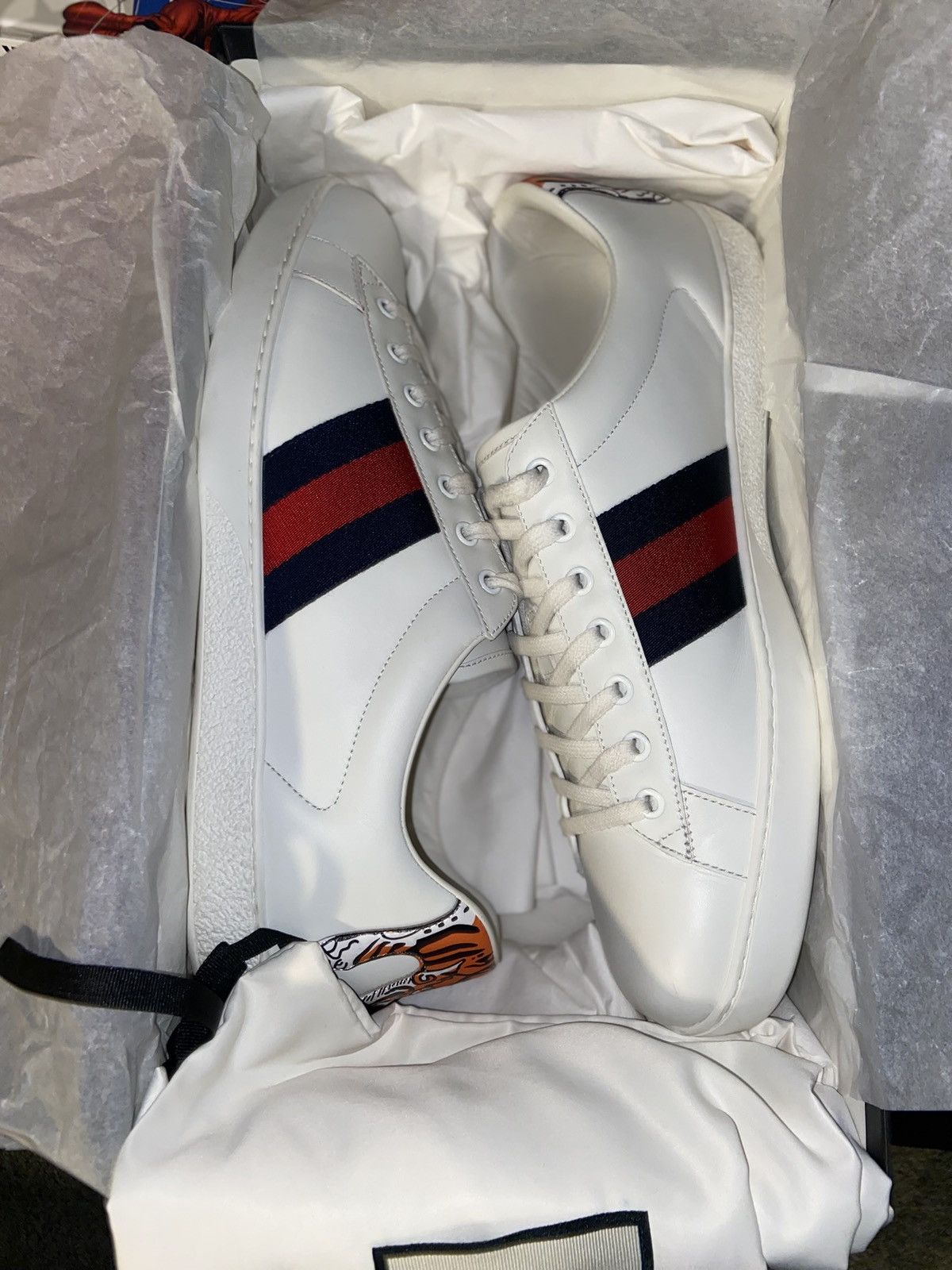 Gucci Gucci Ace GG Monogram Sneakers Red/Blue Web Stripe Size US 12 / EU 45 - 2 Thumbnail