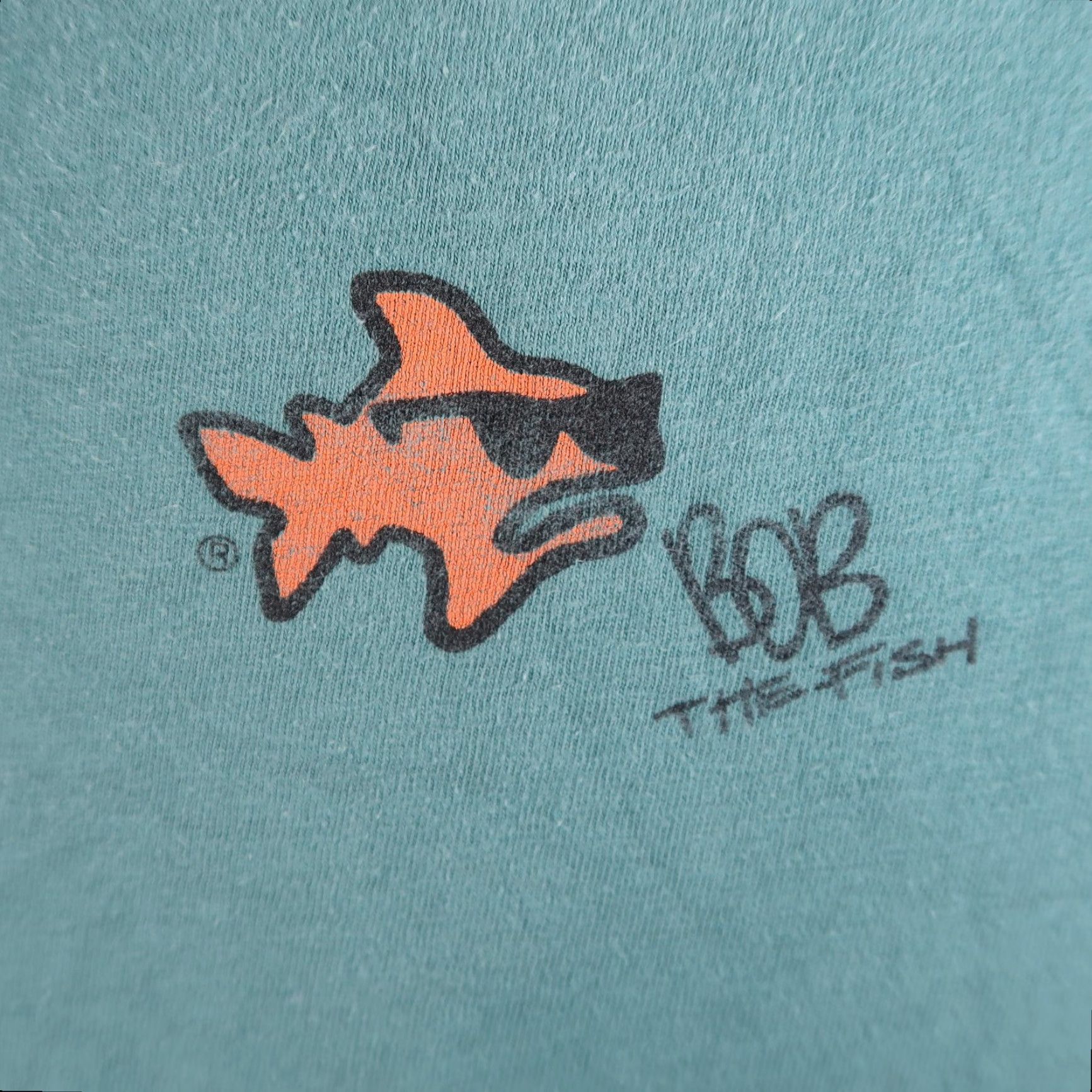 Hanes VINTAGE Bob The Fish T Shirt Mens XL 90s Green Hanes Graphic Print Crew Neck Short Sleeve Nature Fish Protect Our Environment Size US XL / EU 56 / 4 - 3 Thumbnail