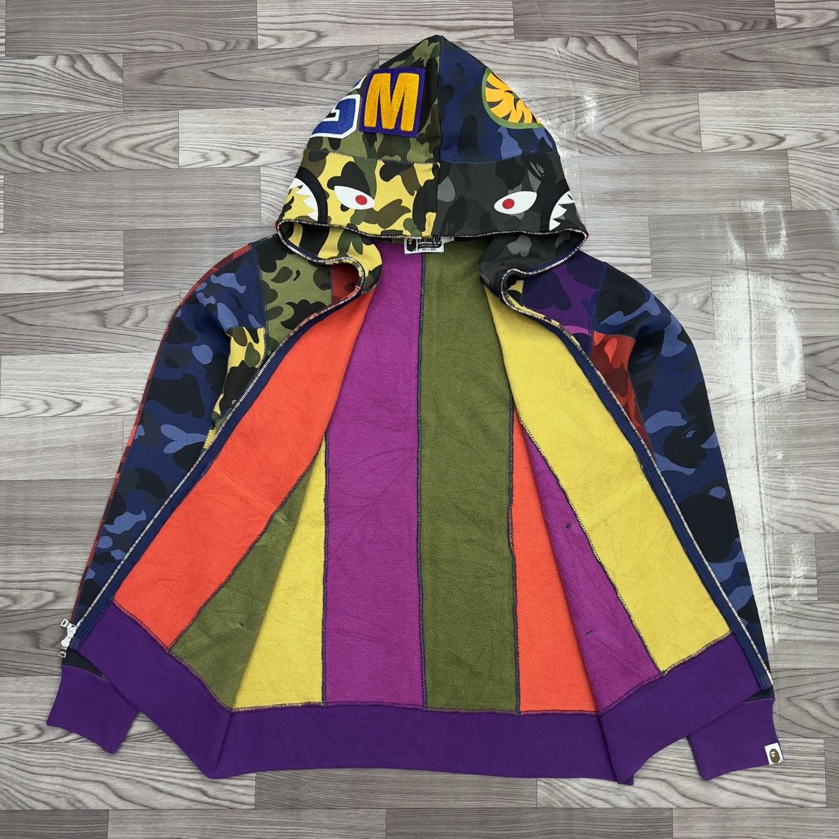 Bape Bape Multicolor Mix Crazy Camo Shark Full Zip Hoodie Size US L / EU 52-54 / 3 - 3 Thumbnail