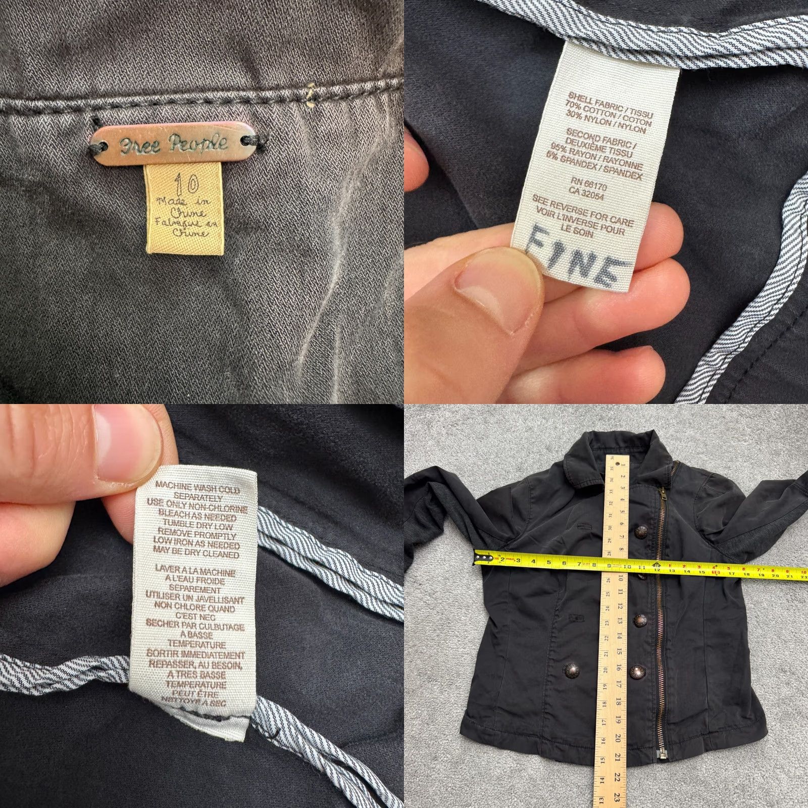Free People Free People Jacket Shirt Womens 10 Black Full Zip Motorcycle Zip Pocket Casual Streetwear 10 Womens Size L / US 10 / IT 46 - 8 Thumbnail