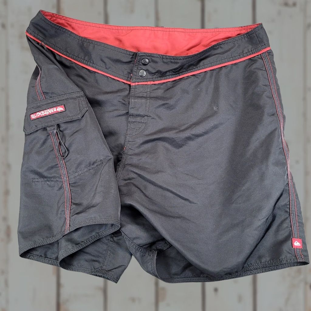 Quiksilver Quiksilver Board Shorts Mens Black Cargo Swim Trunks 38 Aloha Logo Shorts Mens Black Cargo Boardshorts Size US 38 / EU 54 - 1 Thumbnail